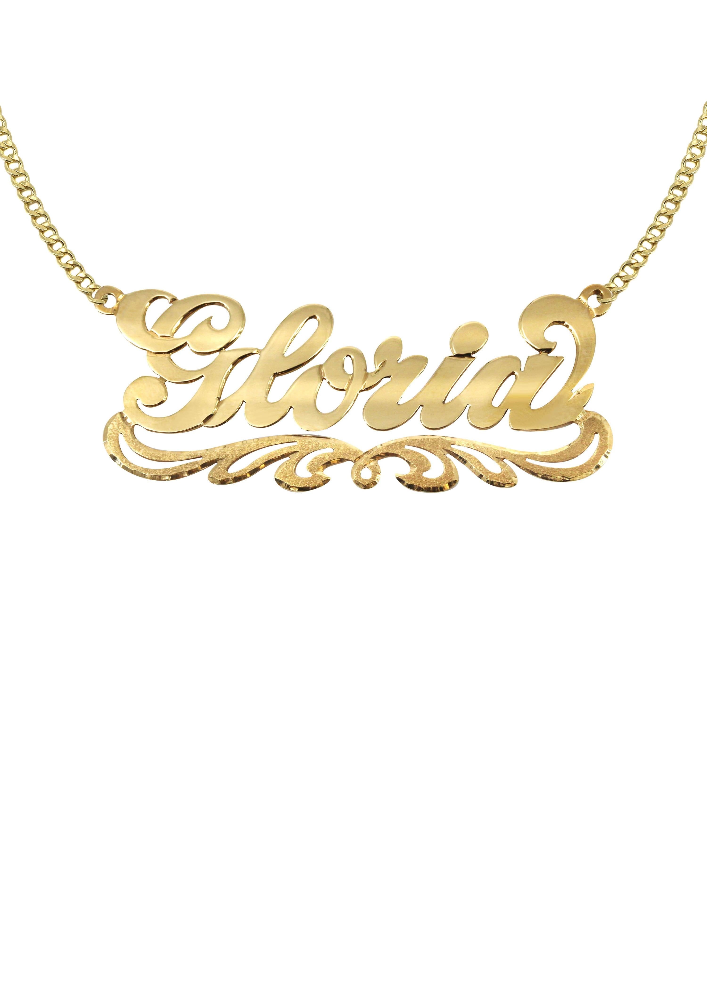 Manufacturer 16 14K Gold Diamond Cut Name Plate Necklace | Style #42
