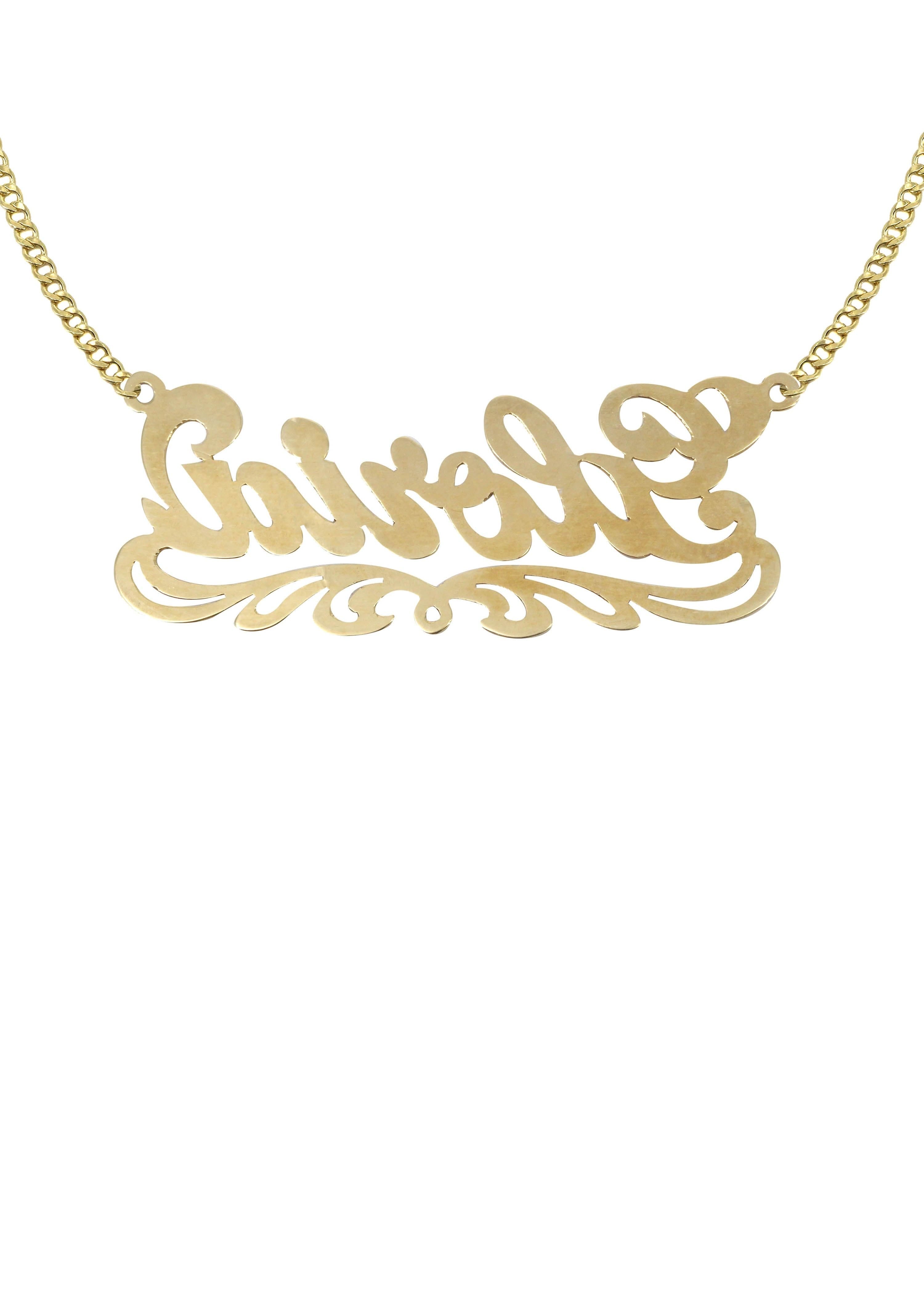 Manufacturer 16 14K Gold Diamond Cut Name Plate Necklace | Style #42