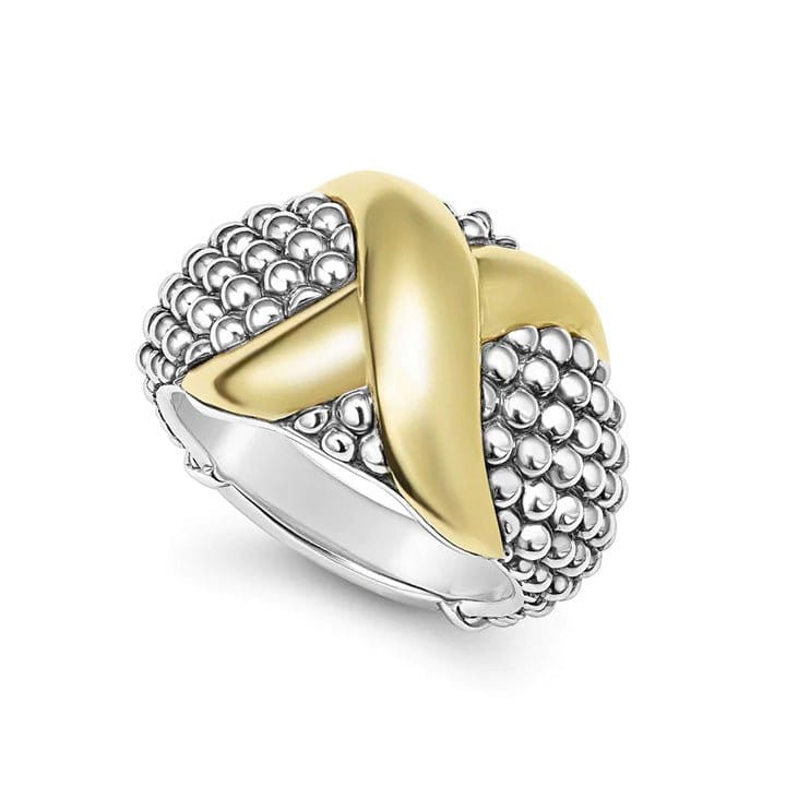 Lagos Embrace Two - Tone x Caviar Dome Ring - 03 - 80517