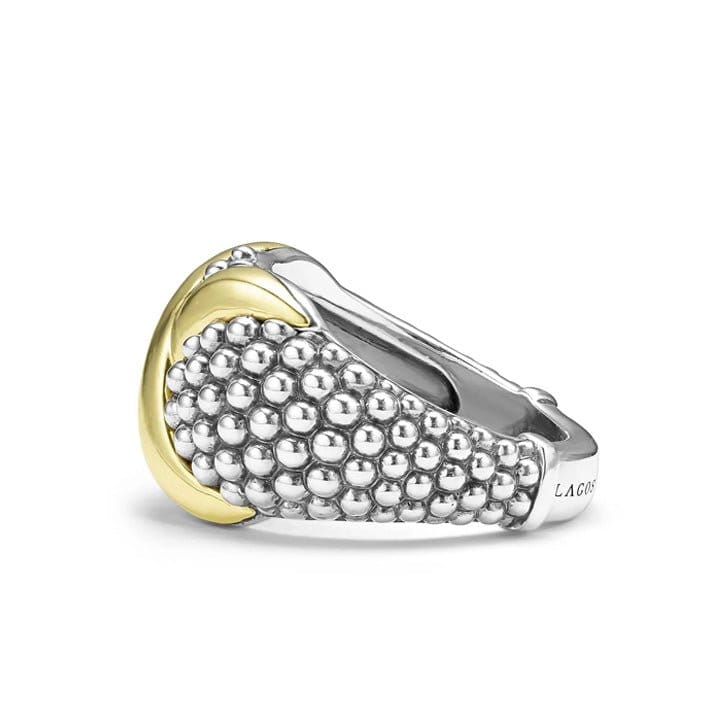 Lagos Embrace Two - Tone x Caviar Dome Ring - 03 - 80517