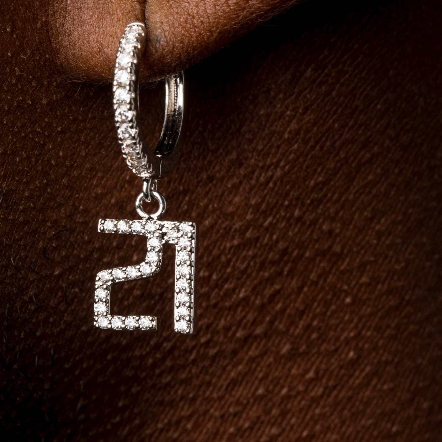 GLD Men Pave Custom Numbers Earrings
