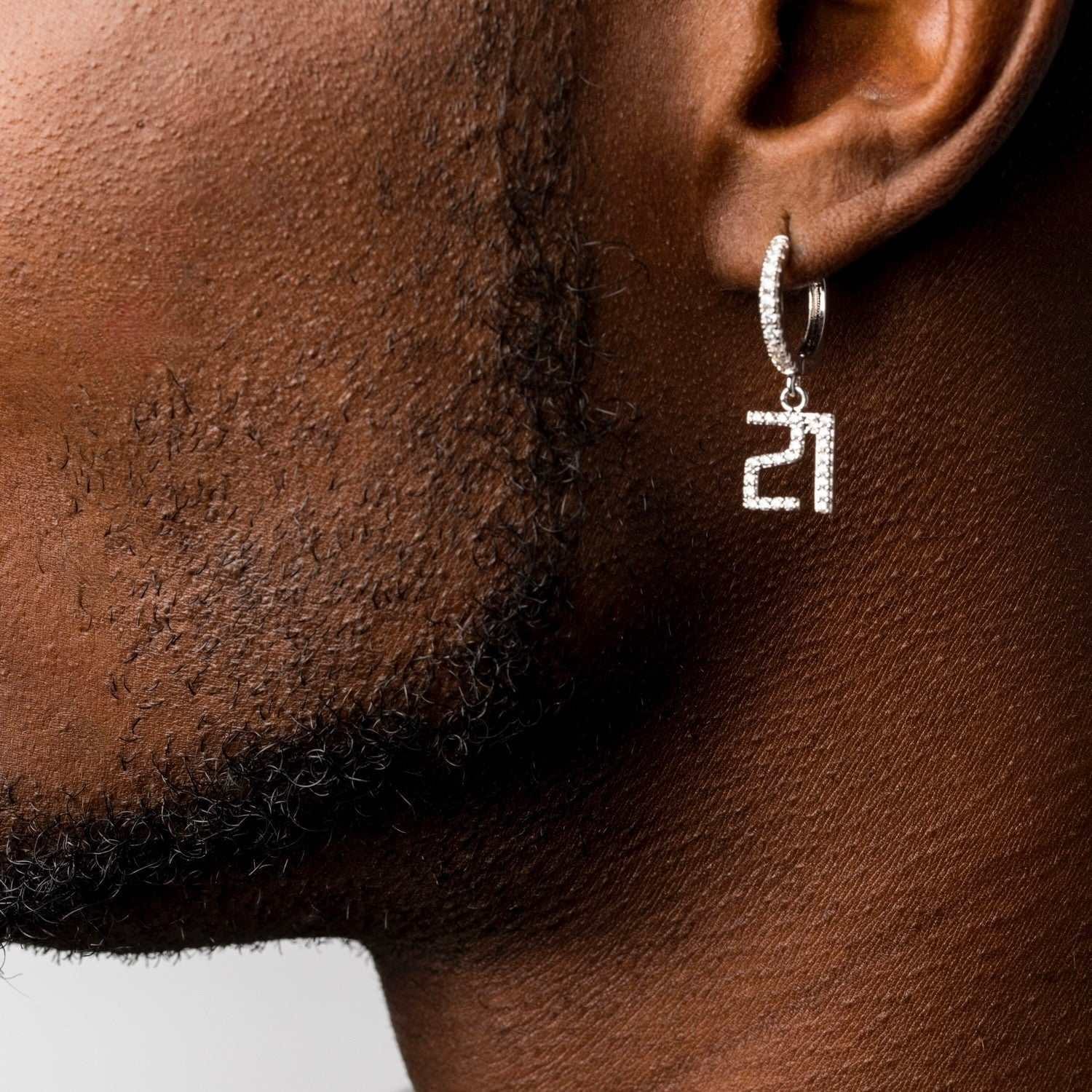GLD Men Pave Custom Numbers Earrings