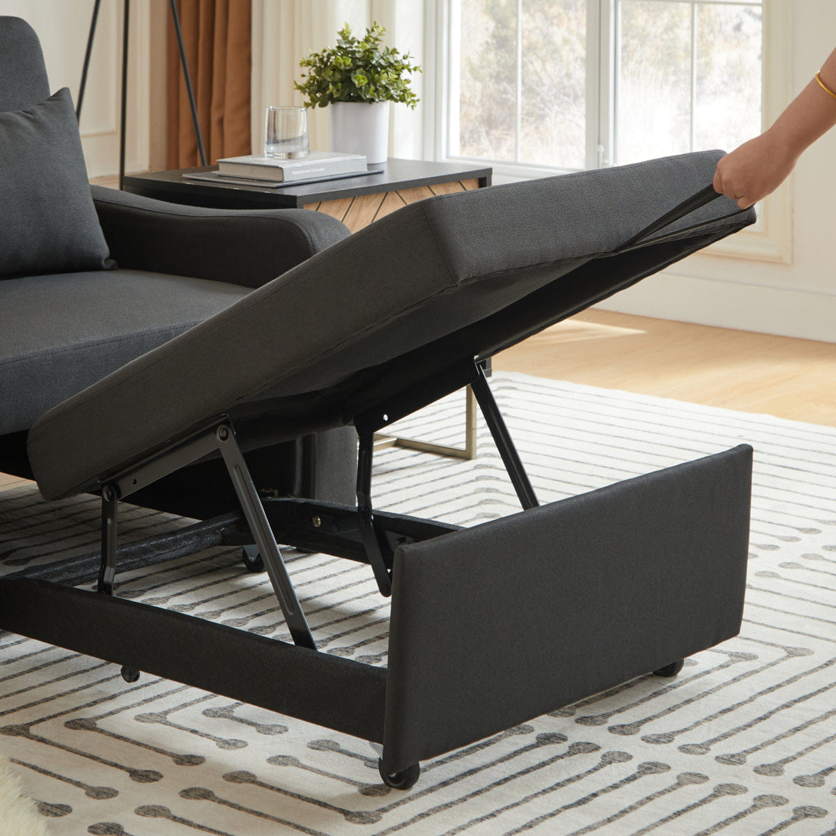 Sleeper Streamdale 3 - in - 1 Convertible Sleeper Sofa Chair Bed with USB & Adjustable Backrest, Black