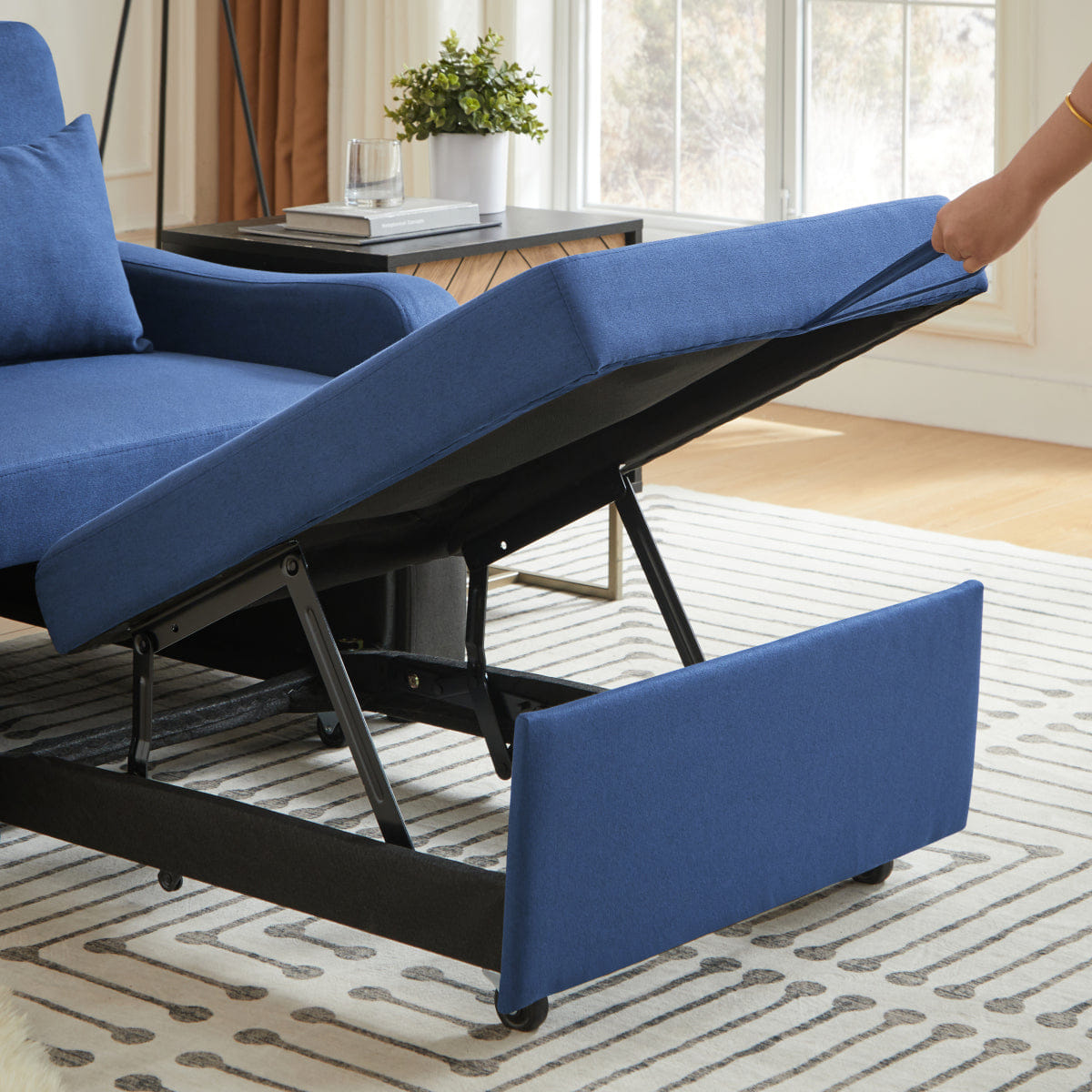 Sleeper Streamdale 3 - in - 1 Sleeper Sofa Chair Bed with USB & Adjustable Backrest, Dark Blue
