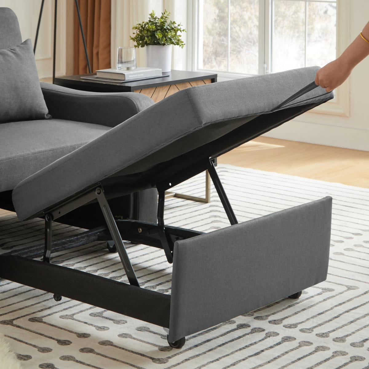 Sleeper Streamdale 3 - in - 1 Convertible Sleeper Sofa Chair with USB & Adjustable Backrest, Dark Gray