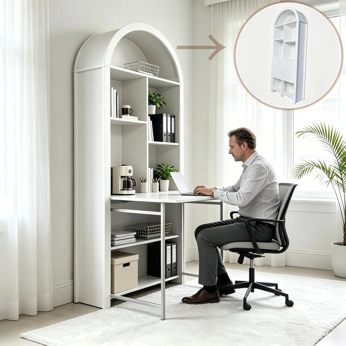 CRAFT Streamdale Folding Craft Desk with Storage Shelves and Convertible Bookshelf