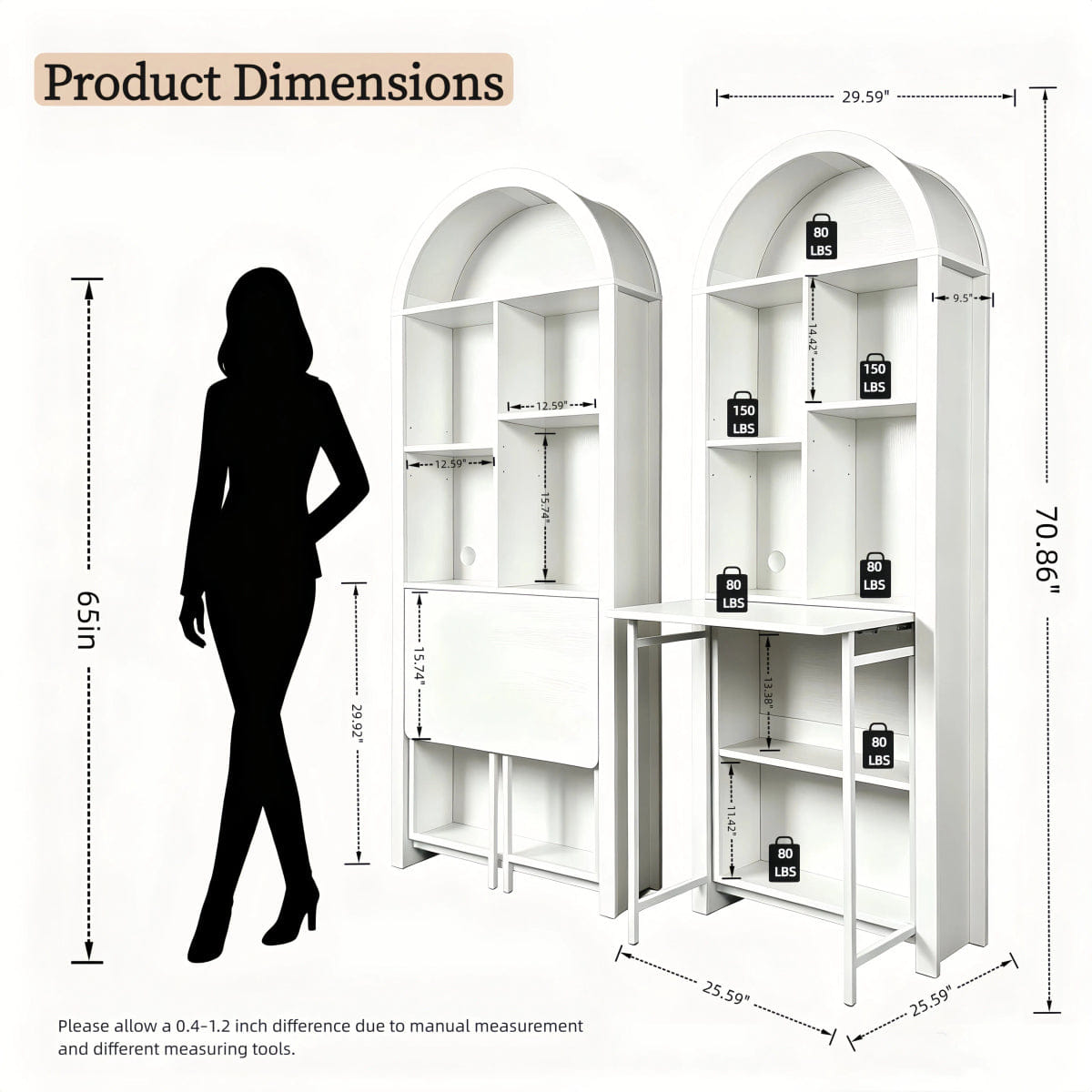 CRAFT Streamdale Folding Craft Desk with Storage Shelves and Convertible Bookshelf