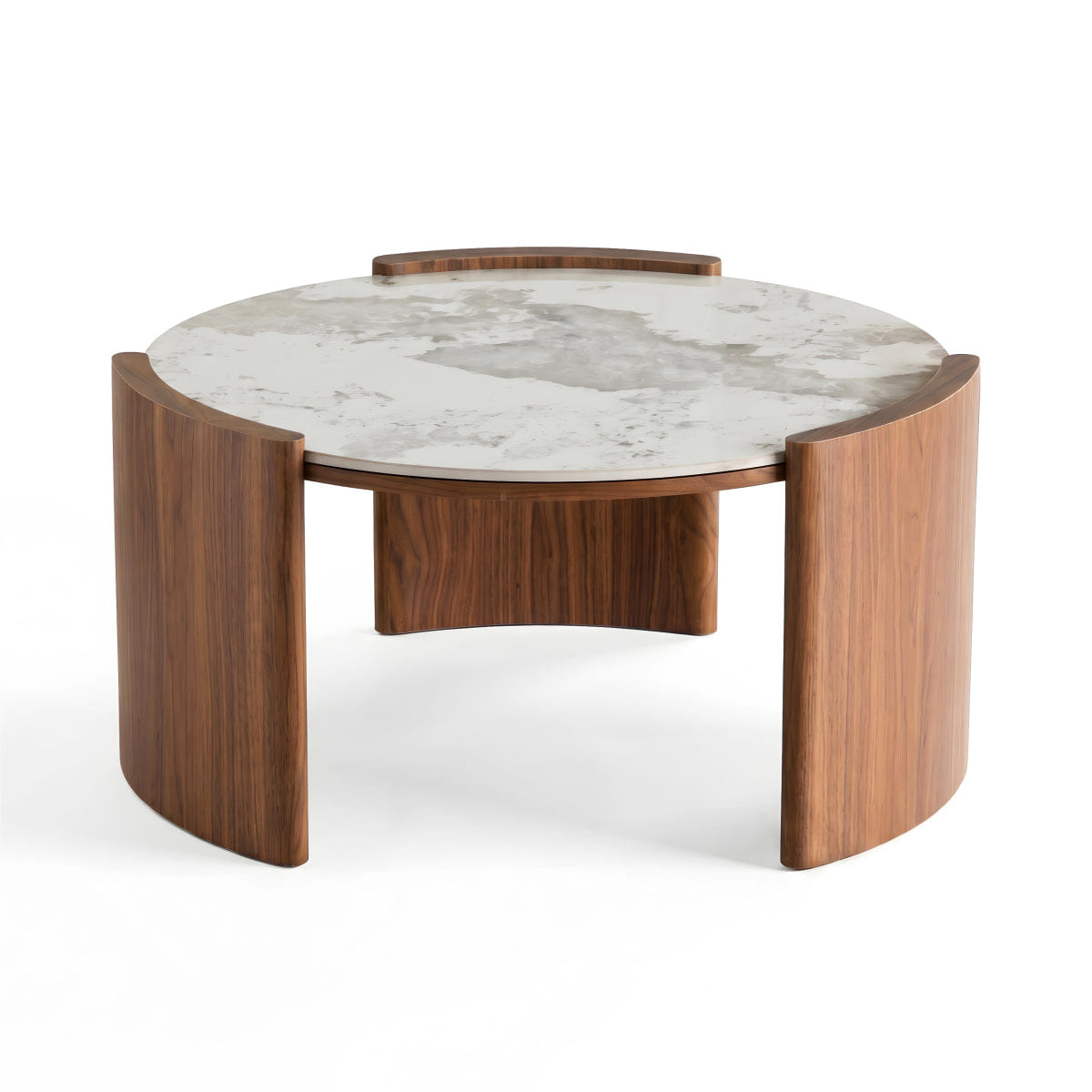 Pandora Streamdale Luxury Pandora Marble Sintered Stone Coffee Table with Walnut Legs