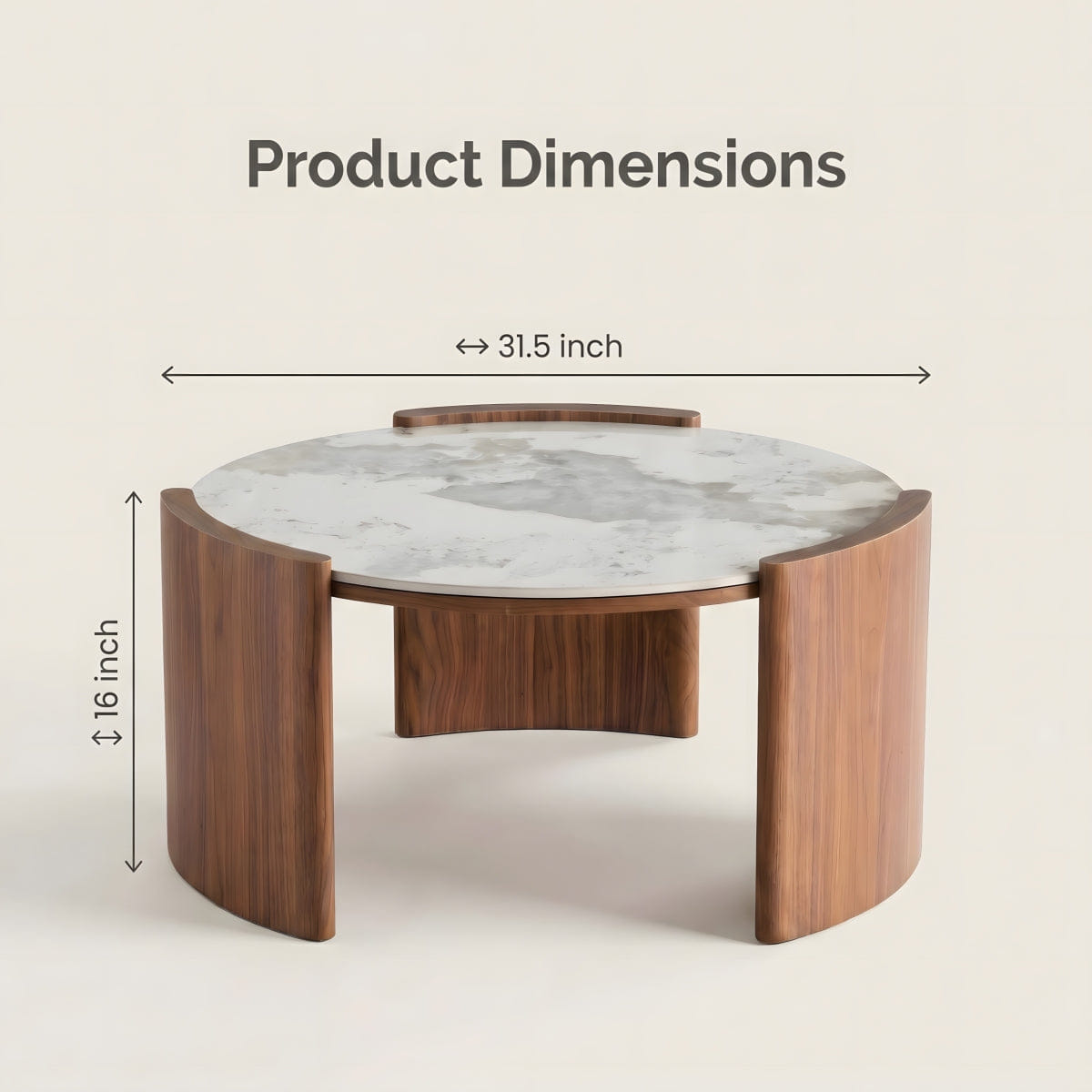 Pandora Streamdale Luxury Pandora Marble Sintered Stone Coffee Table with Walnut Legs