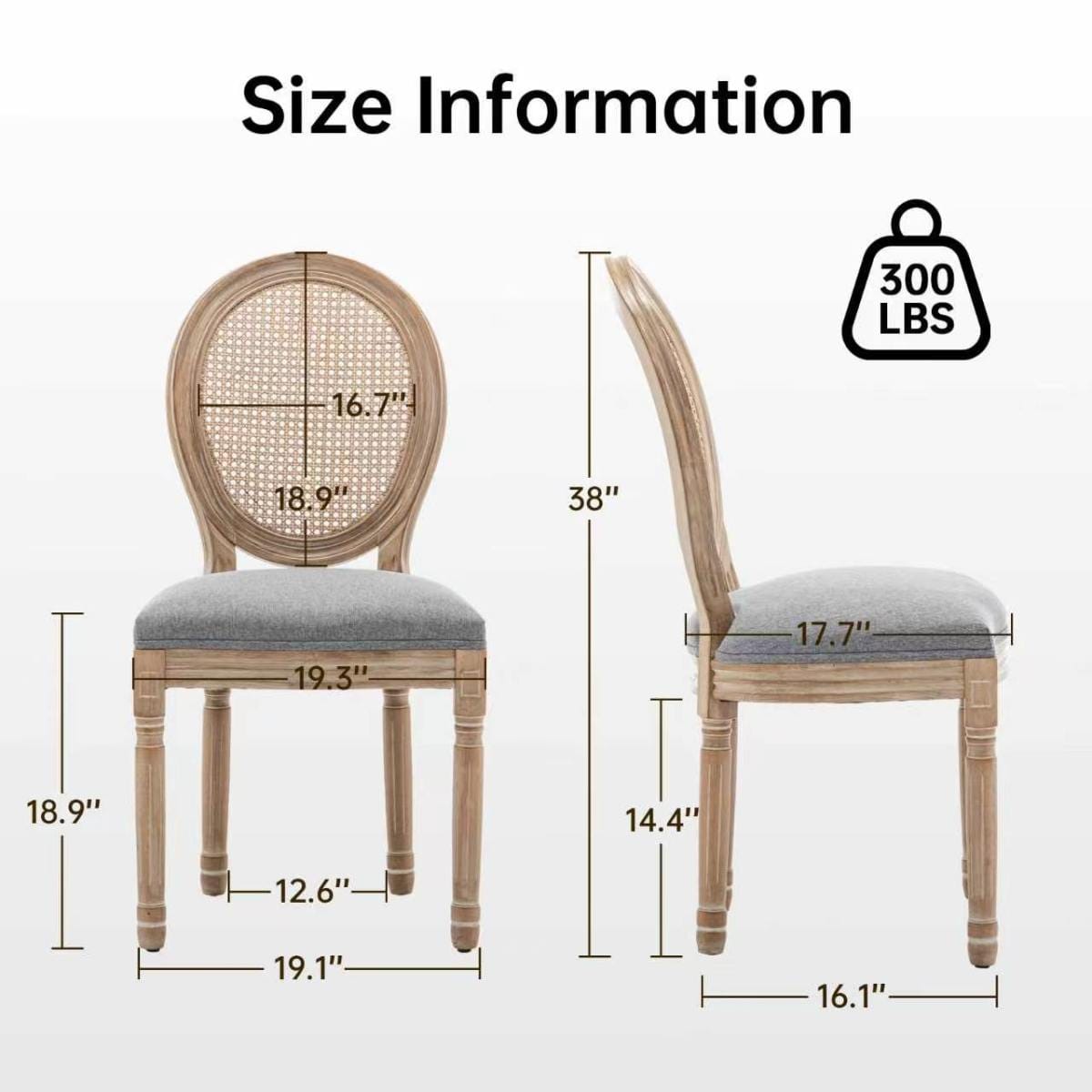 !SOLID Streamdale Solid Wood Rattan Dining Chairs with Cushioned Seats, Grey, Set of 2