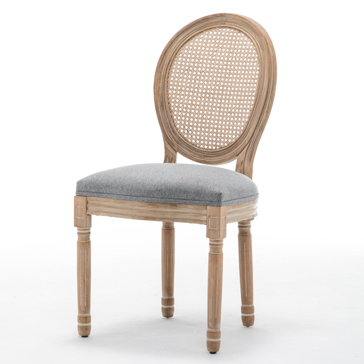!SOLID Streamdale Solid Wood Rattan Dining Chairs with Cushioned Seats, Grey, Set of 2