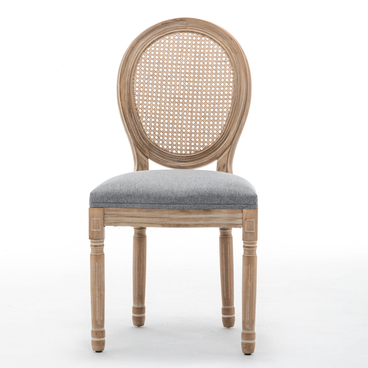 !SOLID Streamdale Solid Wood Rattan Dining Chairs with Cushioned Seats, Grey, Set of 2