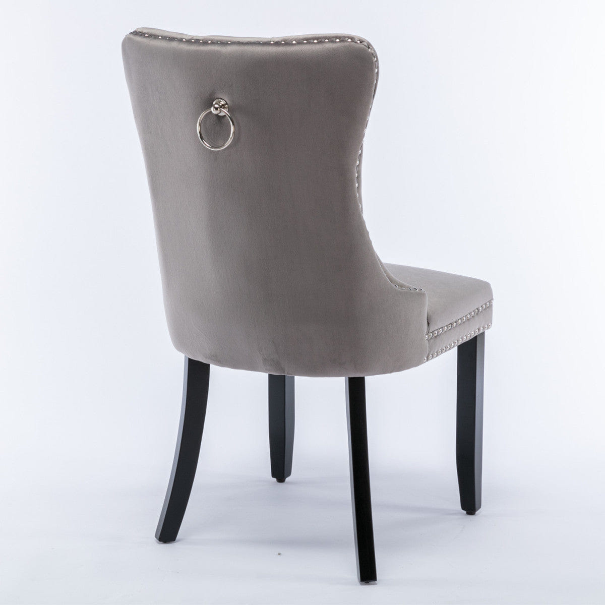Velvet Streamdale Tufted Velvet Dining Chair with Nailhead Trim, Gray