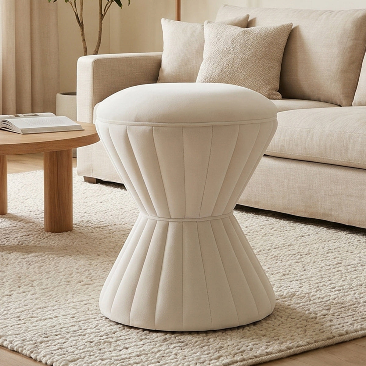 Velvet Streamdale Multifunction Velvet Vanity Stool & Round Footstool