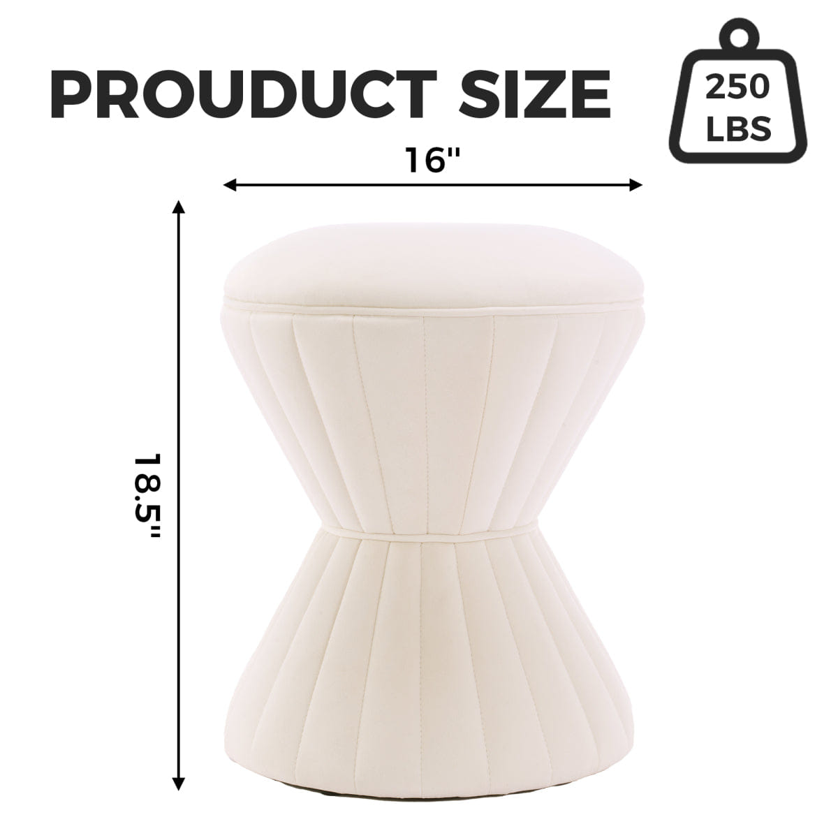 Velvet Streamdale Multifunction Velvet Vanity Stool & Round Footstool