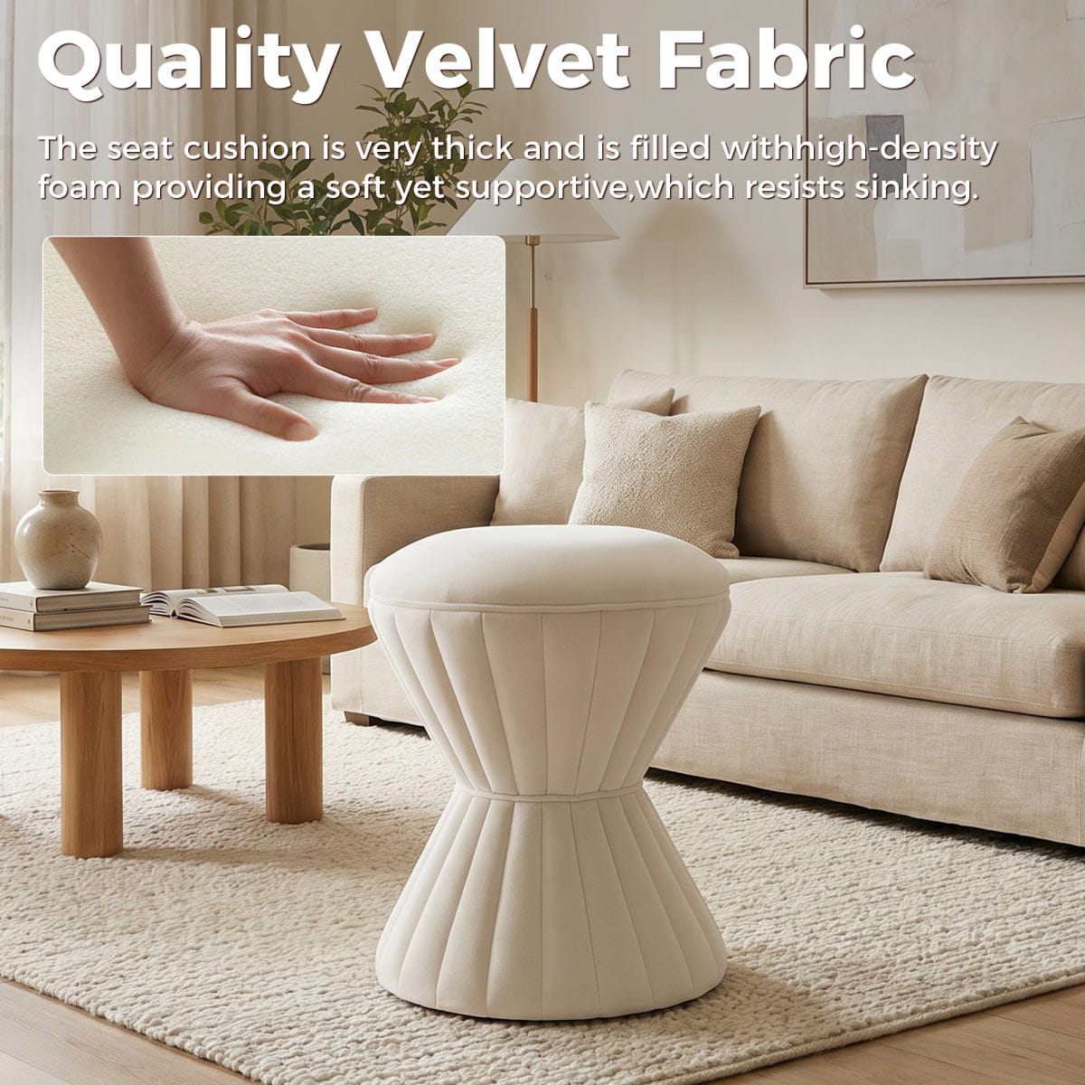 Velvet Streamdale Multifunction Velvet Vanity Stool & Round Footstool
