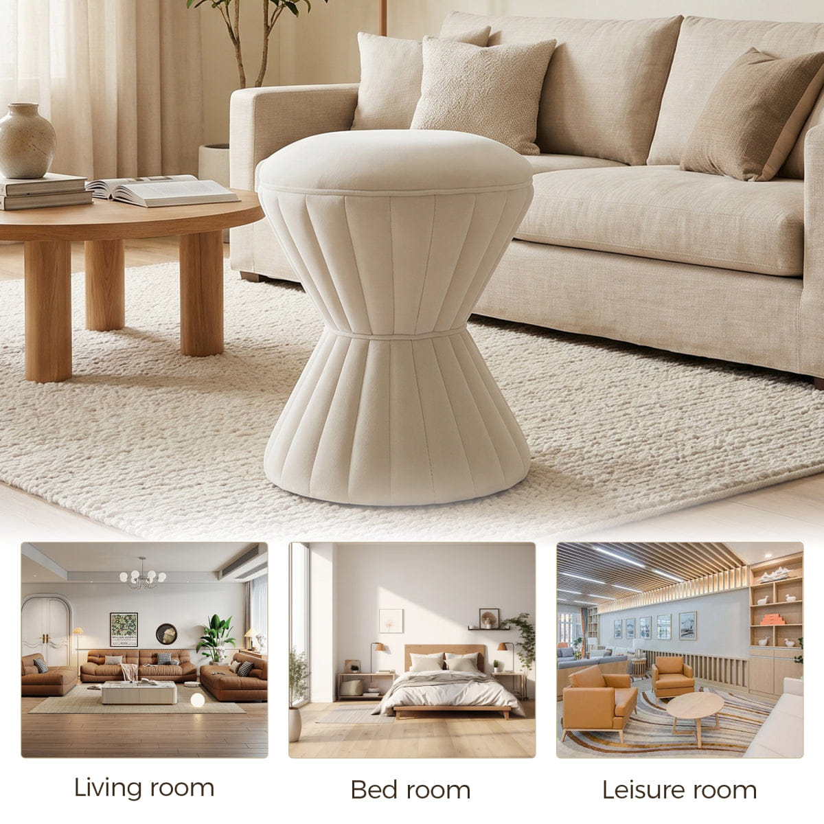 Velvet Streamdale Multifunction Velvet Vanity Stool & Round Footstool