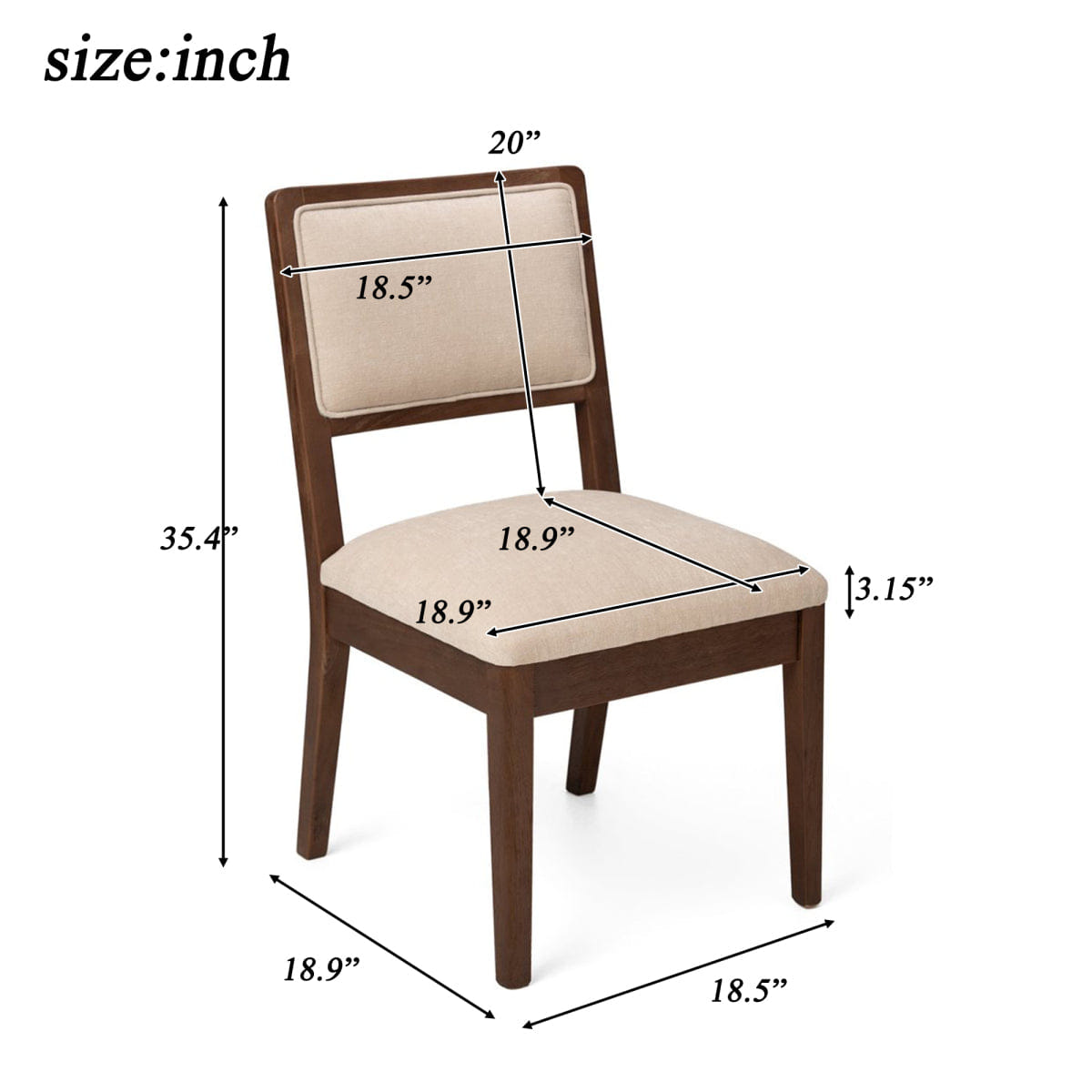 WOOD Streamdale Set of 2 Upholstered Rubber Wood Dining Chairs