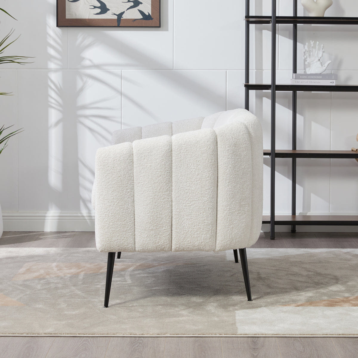 Glam Streamdale 50" Chenille Modern Glam Mini Loveseat with Metal Legs, Ivory