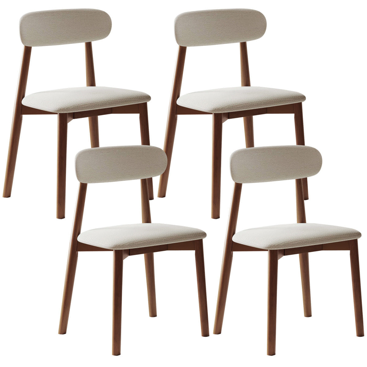 !SOLID Streamdale Solid Wood Dining Chairs Set of 4, Chenille Upholstered, Beige