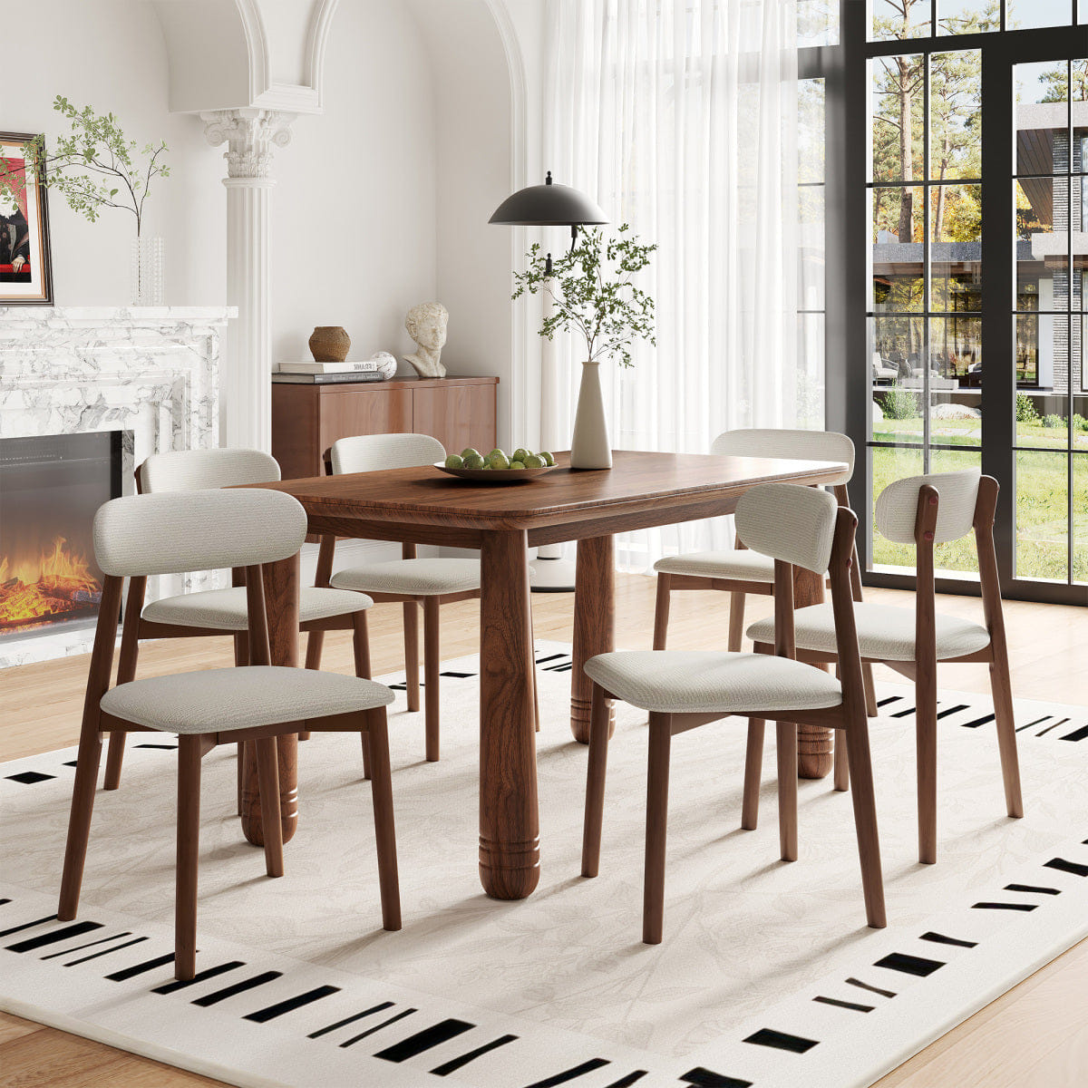 !SOLID Streamdale Solid Wood Dining Chairs Set of 4, Chenille Upholstered, Beige