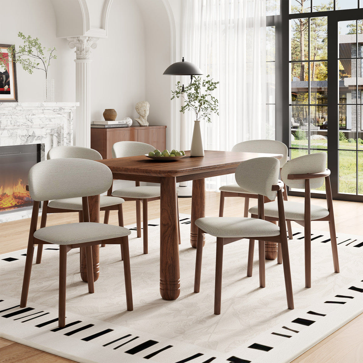 !SOLID Streamdale Solid Wood Chenille Dining Chairs, Set of 2, Beige