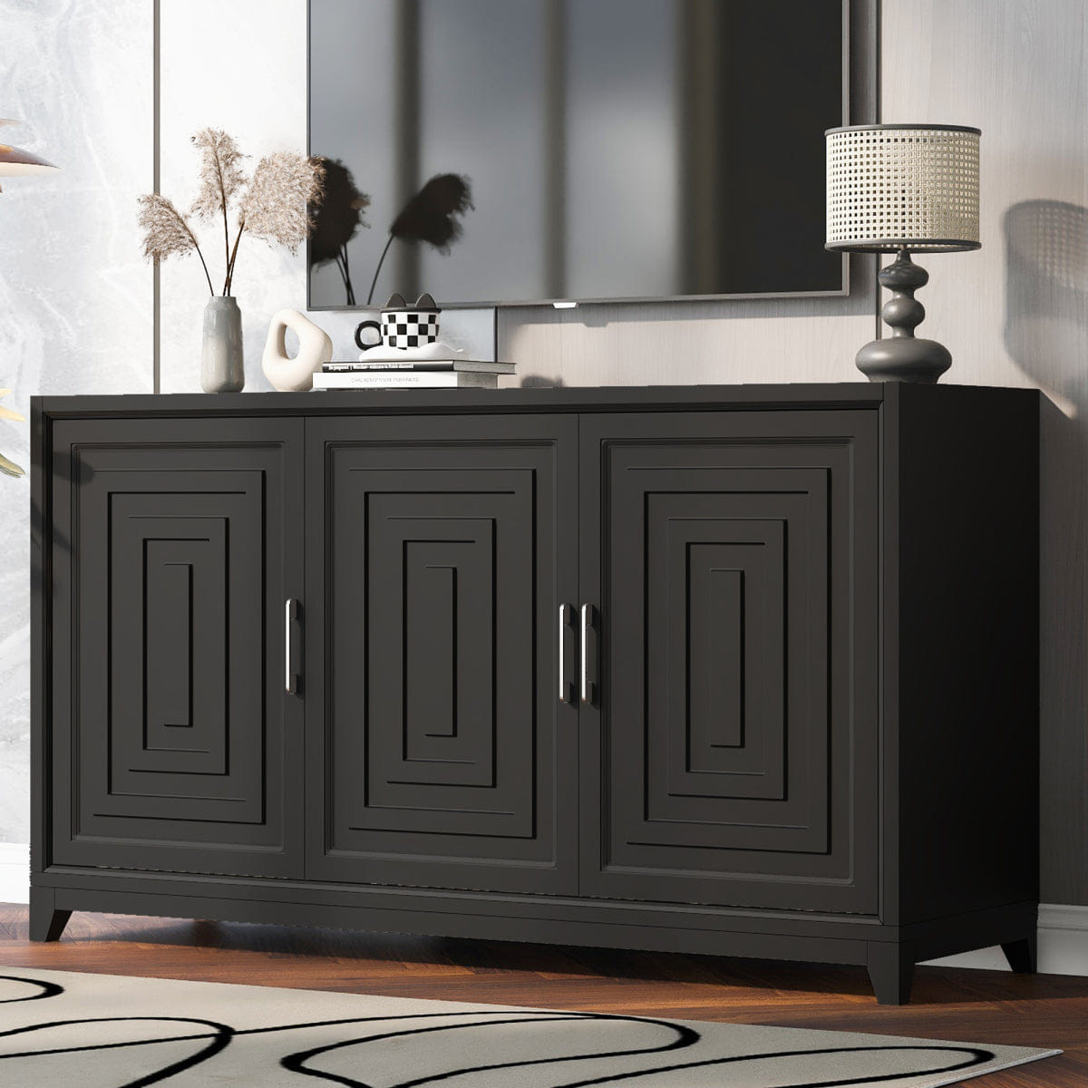WOOD Streamdale Modern Wood TV Stand for TVs up to 65 Inches with Storage Cabinet