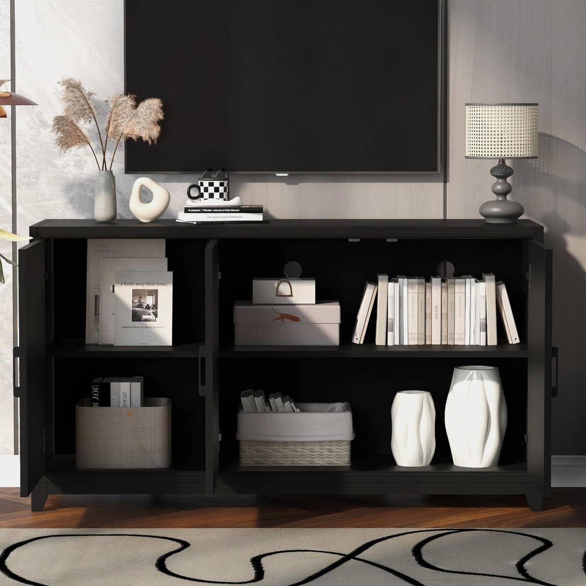 WOOD Streamdale Modern Wood TV Stand for TVs up to 65 Inches with Storage Cabinet