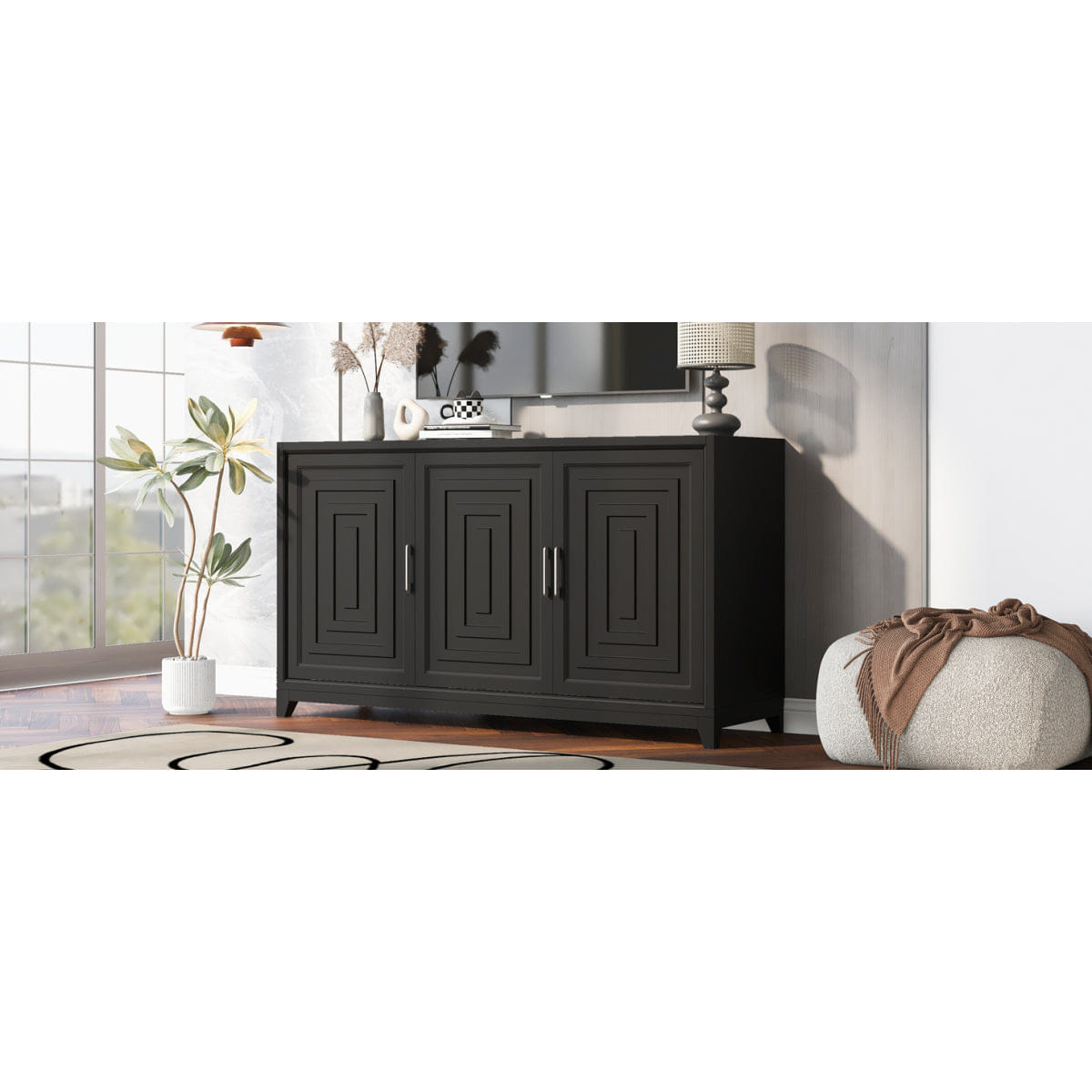 WOOD Streamdale Modern Wood TV Stand for TVs up to 65 Inches with Storage Cabinet