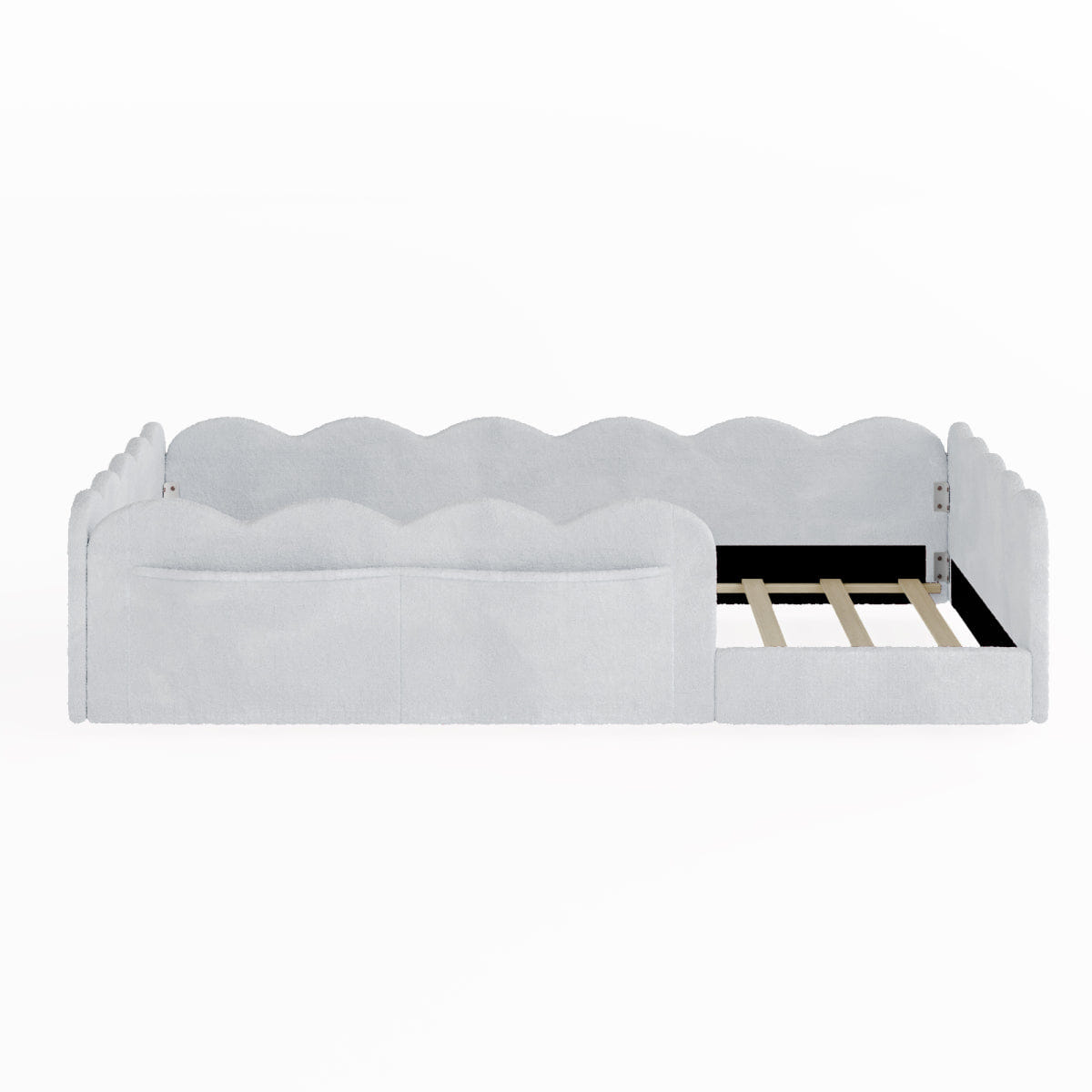 FLOOR Streamdale Twin Size Upholstered Floor Bed, Light Gray