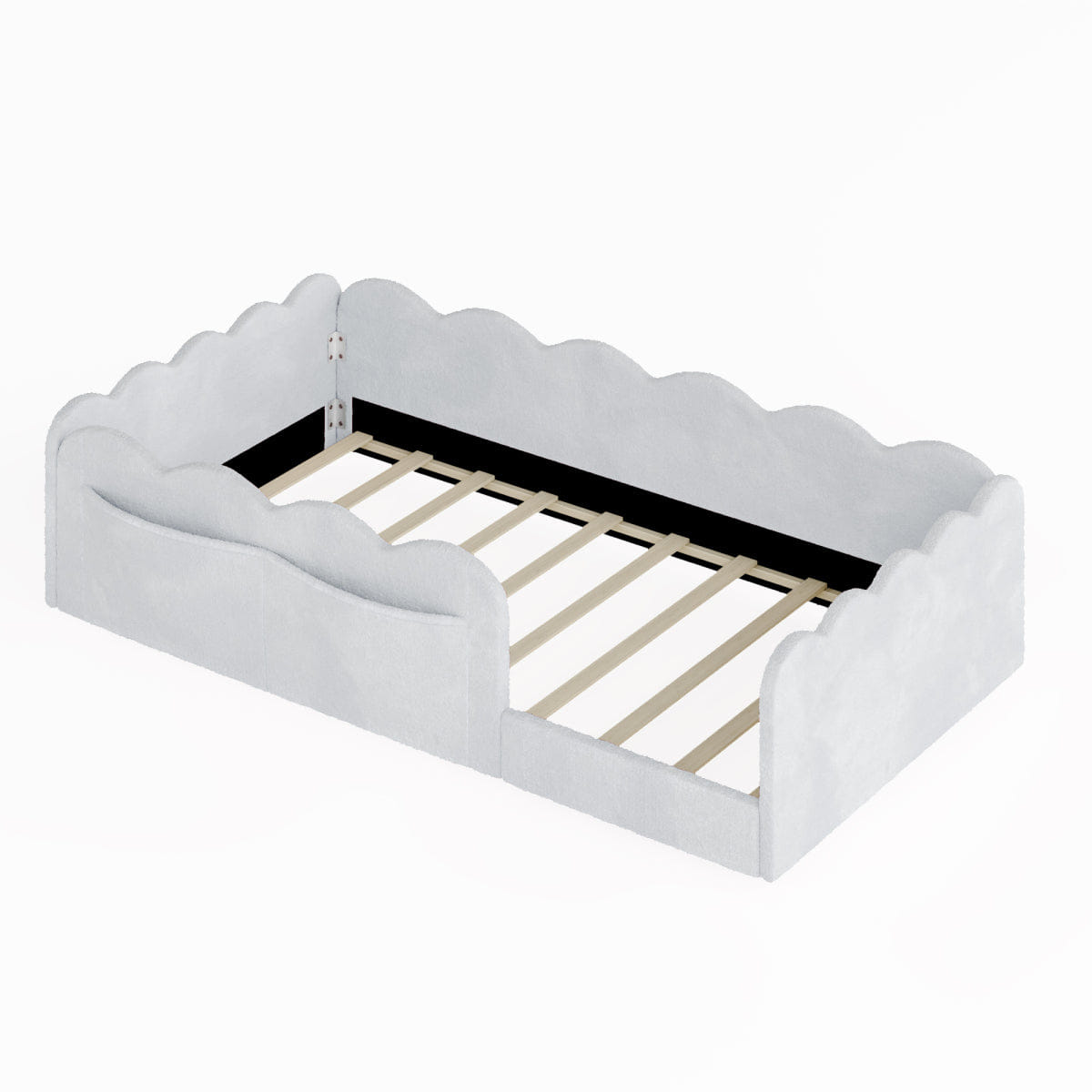 FLOOR Streamdale Twin Size Upholstered Floor Bed, Light Gray