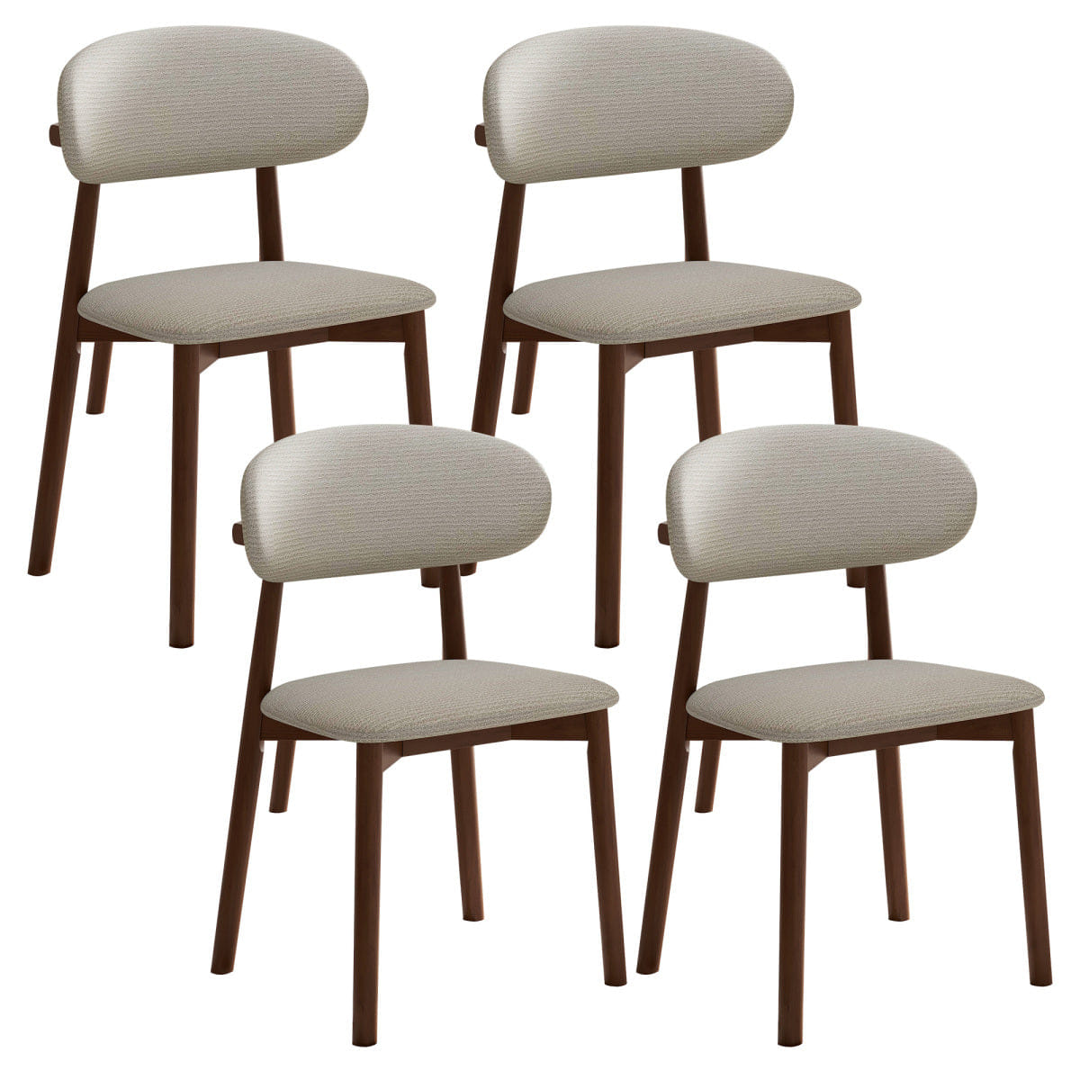 !SOLID Streamdale Solid Wood Chenille Dining Chairs, Set of 4, Beige