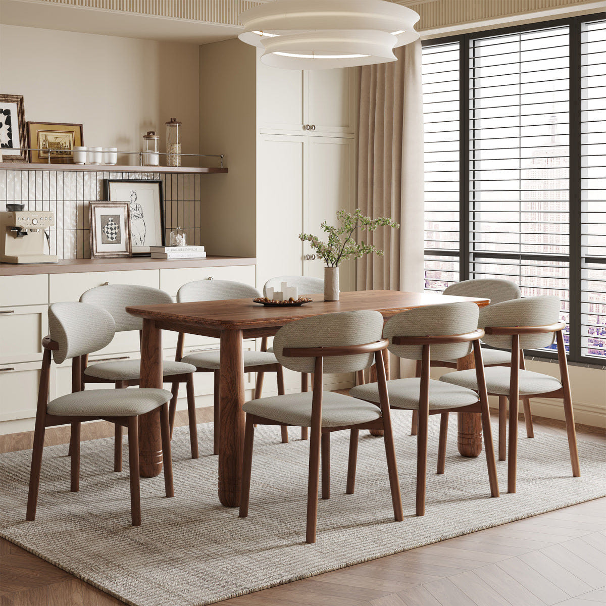 !SOLID Streamdale Solid Wood Chenille Dining Chairs, Set of 4, Beige
