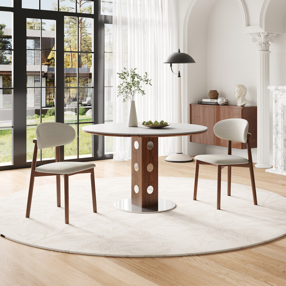 !SOLID Streamdale Solid Wood Chenille Dining Chairs, Set of 4, Beige