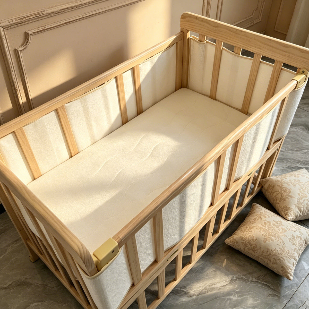 WOOD Streamdale Baby Wood Bedside Bassinet & Mattress Set