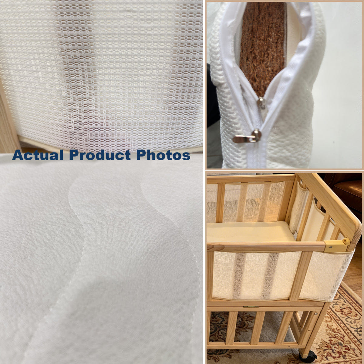 WOOD Streamdale Baby Wood Bedside Bassinet & Mattress Set