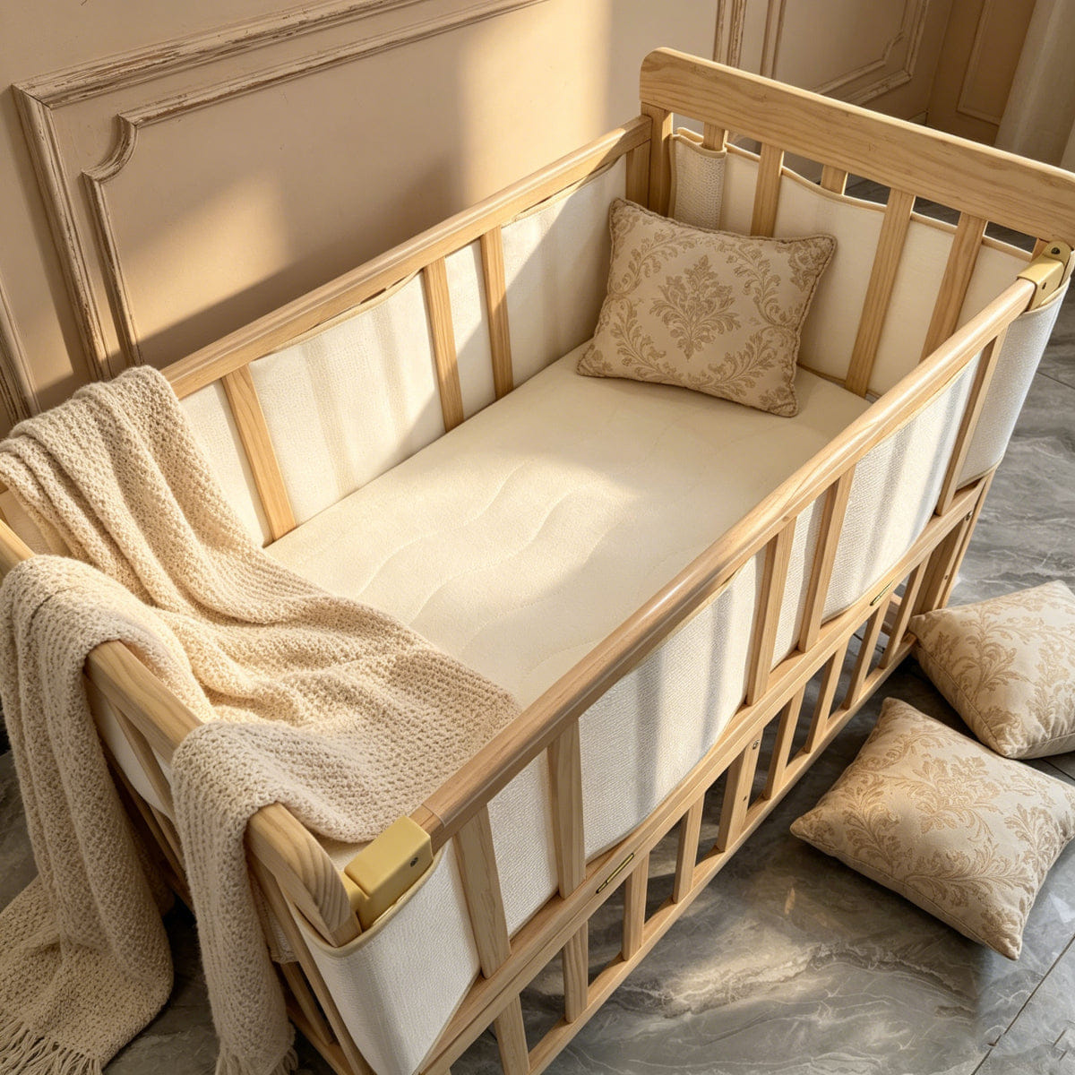 WOOD Streamdale Baby Wood Bedside Bassinet & Mattress Set