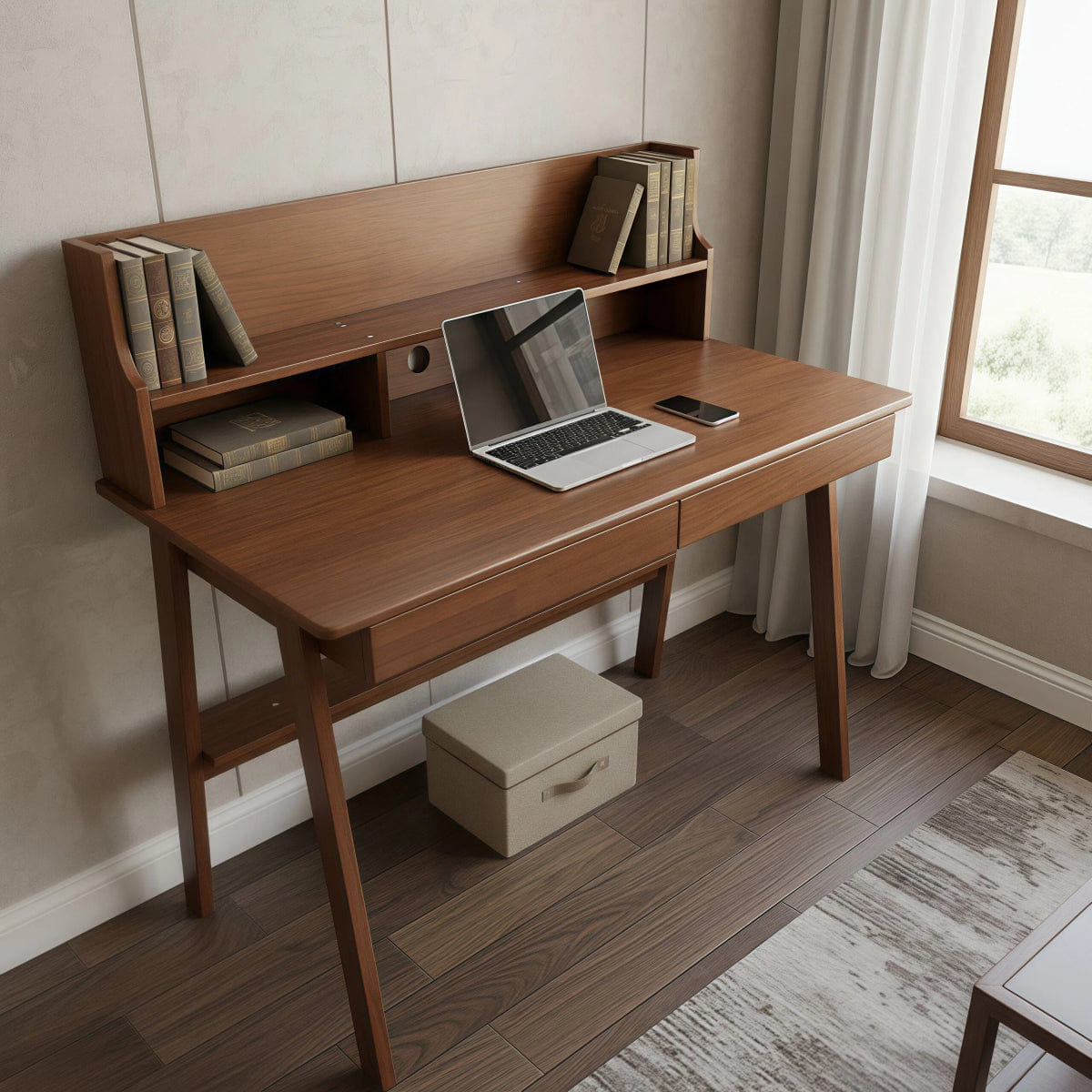 Drawer Streamdale Solid Wood Mid - Century Modern Computer Desk with Drawer