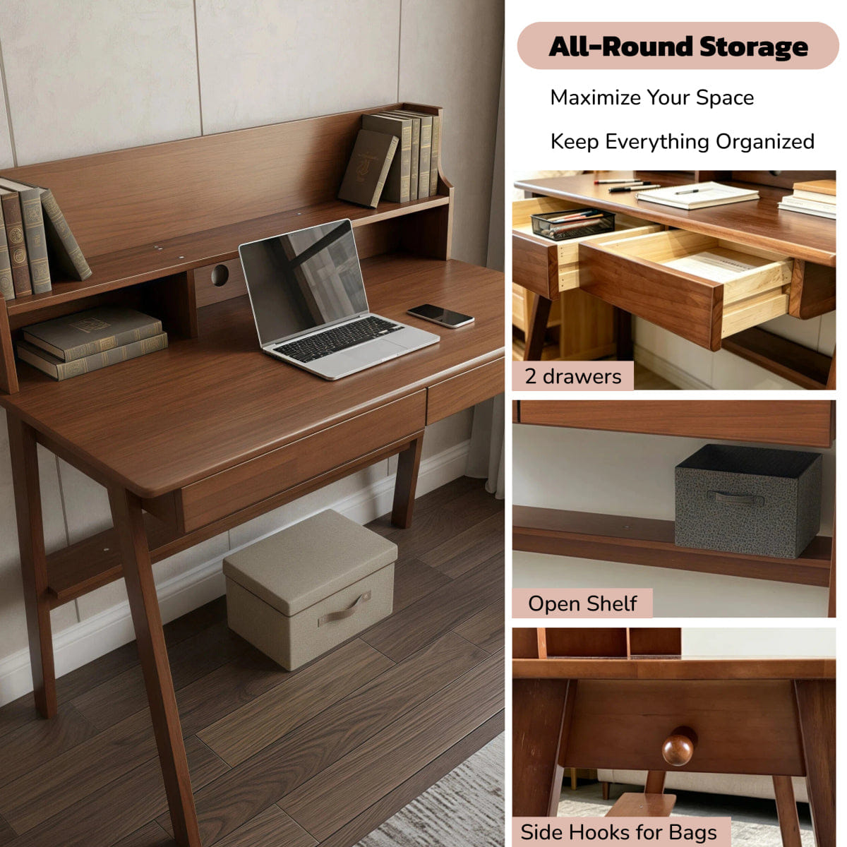 Drawer Streamdale Solid Wood Mid - Century Modern Computer Desk with Drawer