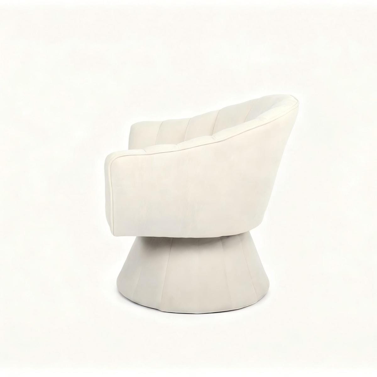 Corduroy Streamdale Modern Channel Tufted 360° Swivel Accent Chair, Cream Corduroy
