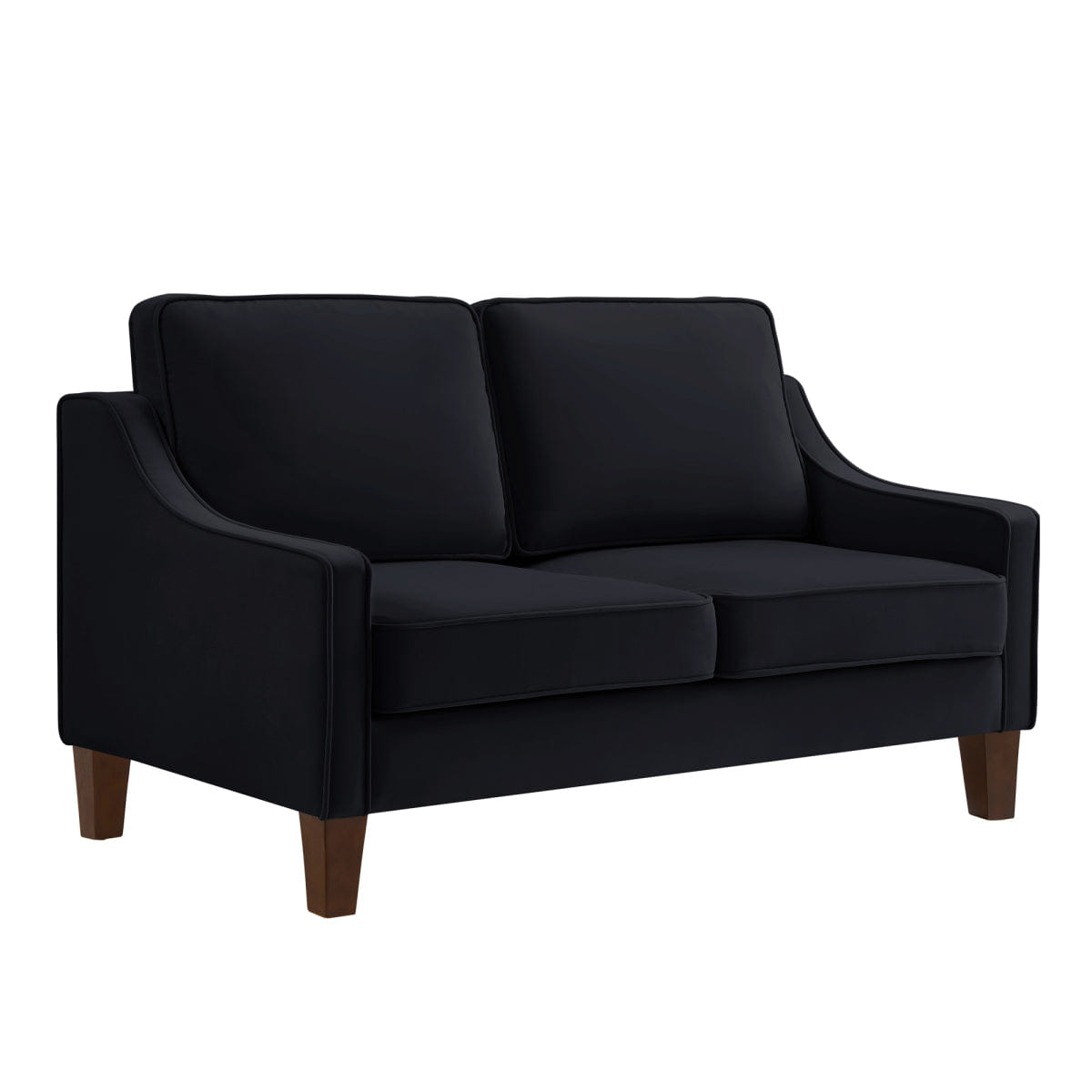 Velvet Streamdale 2 - Seater Velvet Loveseat with Removable Covers and Wood Legs - Black
