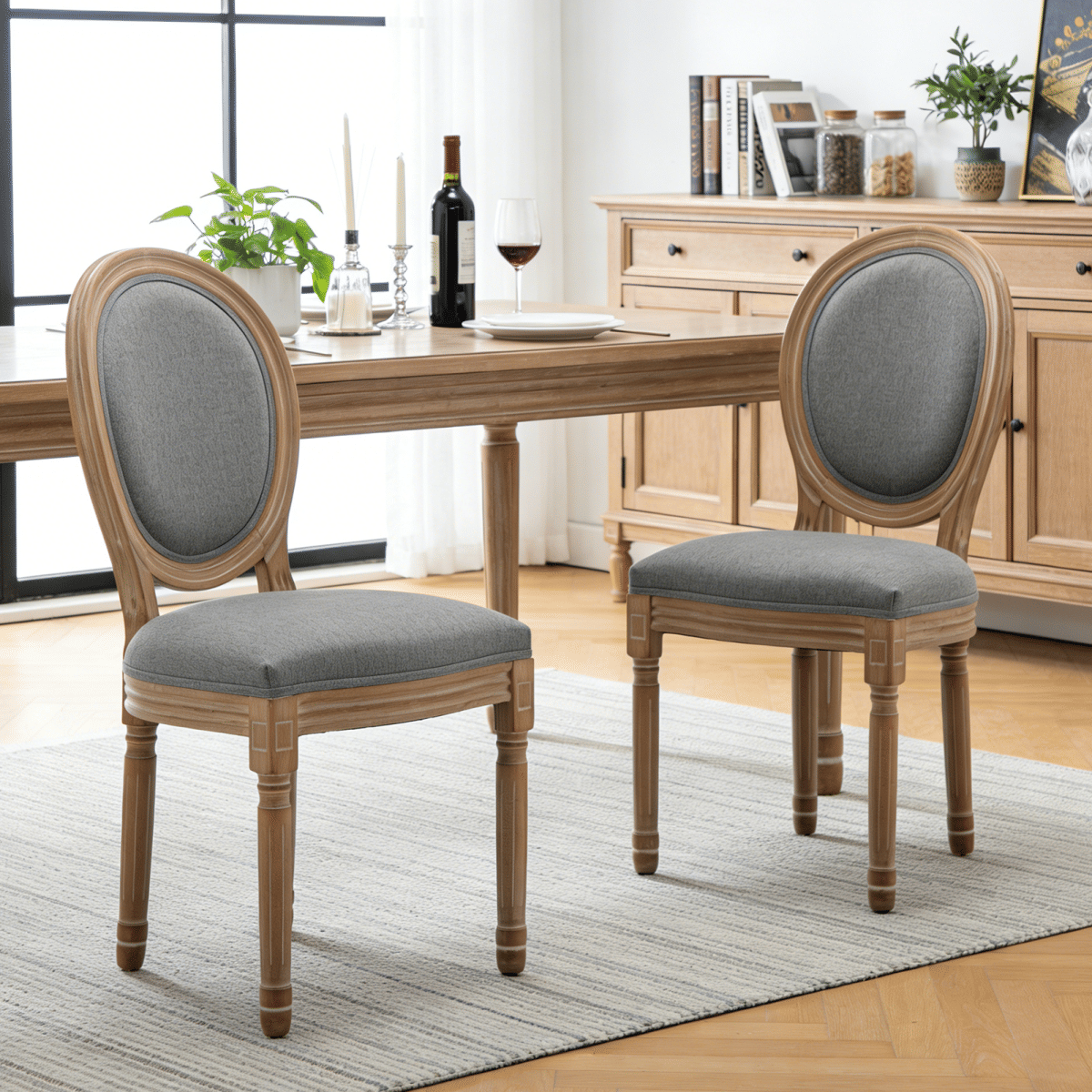 !SOLID Streamdale Farmhouse Solid Wood Dining Chairs, Grey, Set of 2