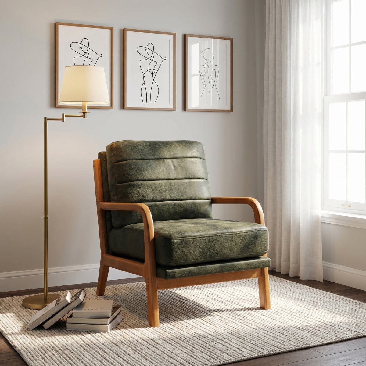 !SOLID Streamdale Solid Wood Accent Chair with Foil Fabric and Memory Foam Cushion