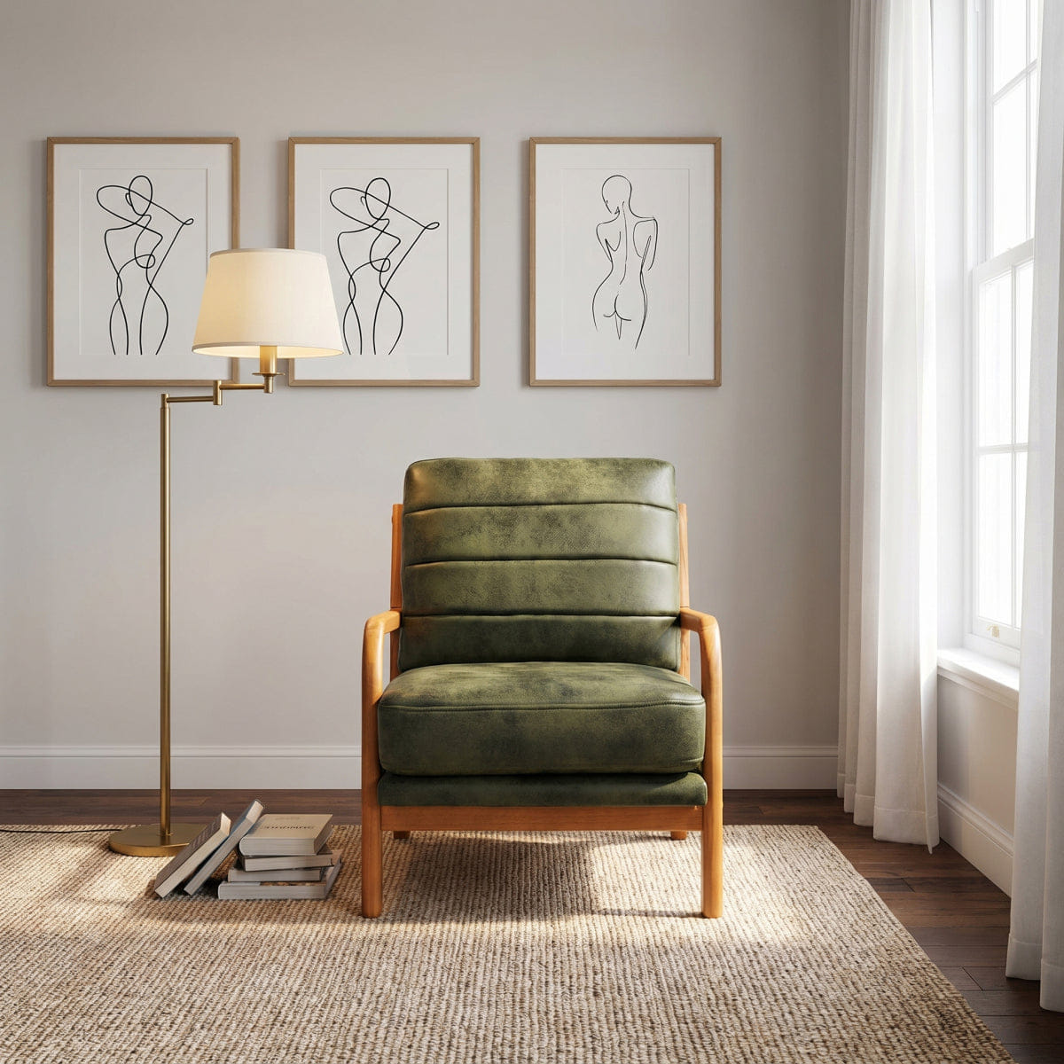 !SOLID Streamdale Solid Wood Accent Chair with Foil Fabric and Memory Foam Cushion