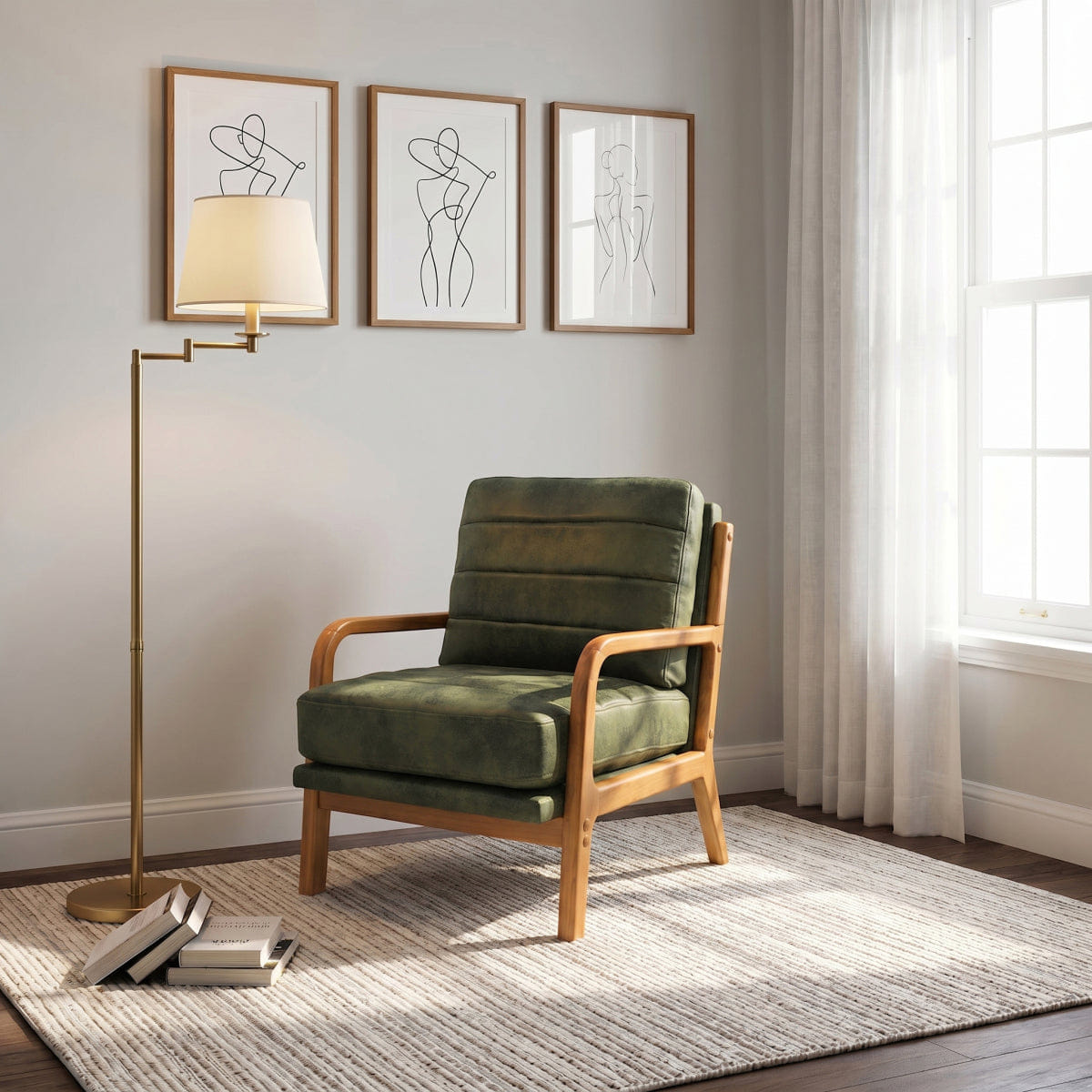 !SOLID Streamdale Solid Wood Accent Chair with Foil Fabric and Memory Foam Cushion