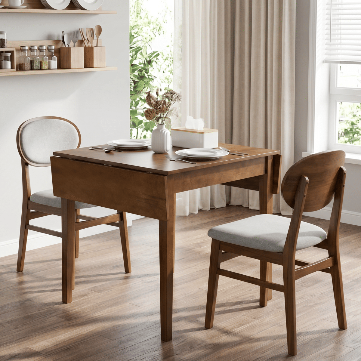 WOOD Streamdale Extendable Wood Dining Table for Small Spaces (Walnut)