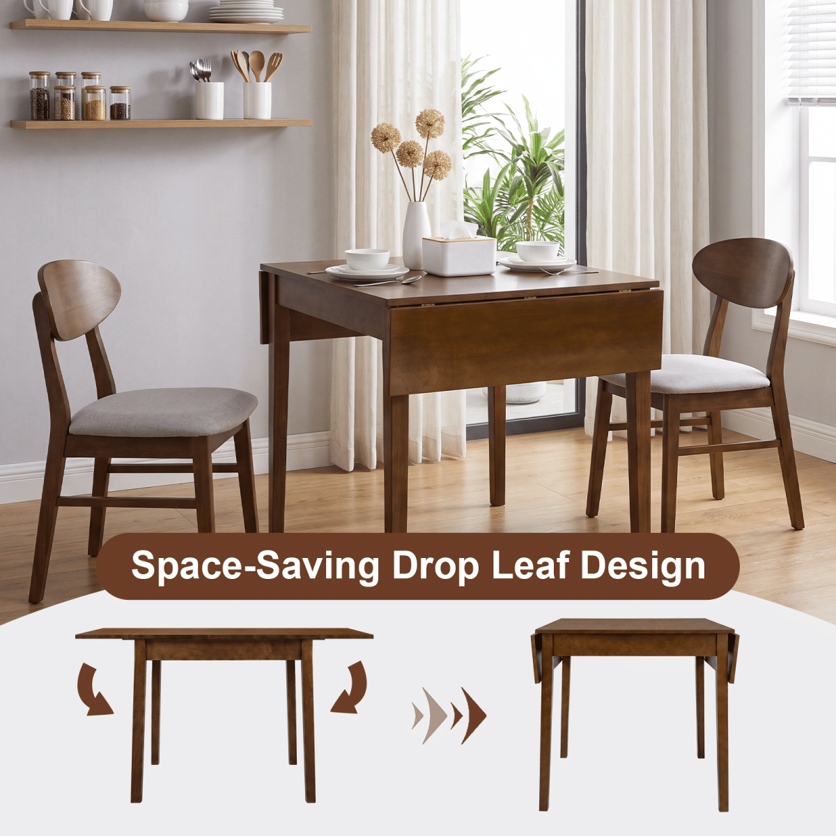 WOOD Streamdale Extendable Wood Dining Table for Small Spaces (Walnut)