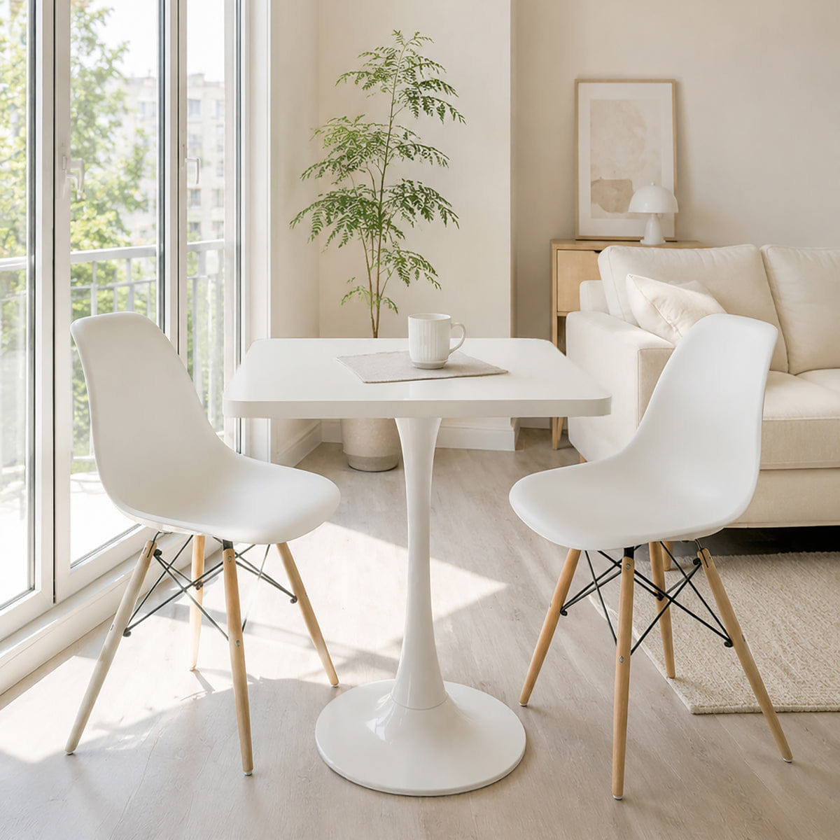 WHITE* Streamdale Square 24" Tulip Dining Table, Mid Century Modern Bistro Table, White