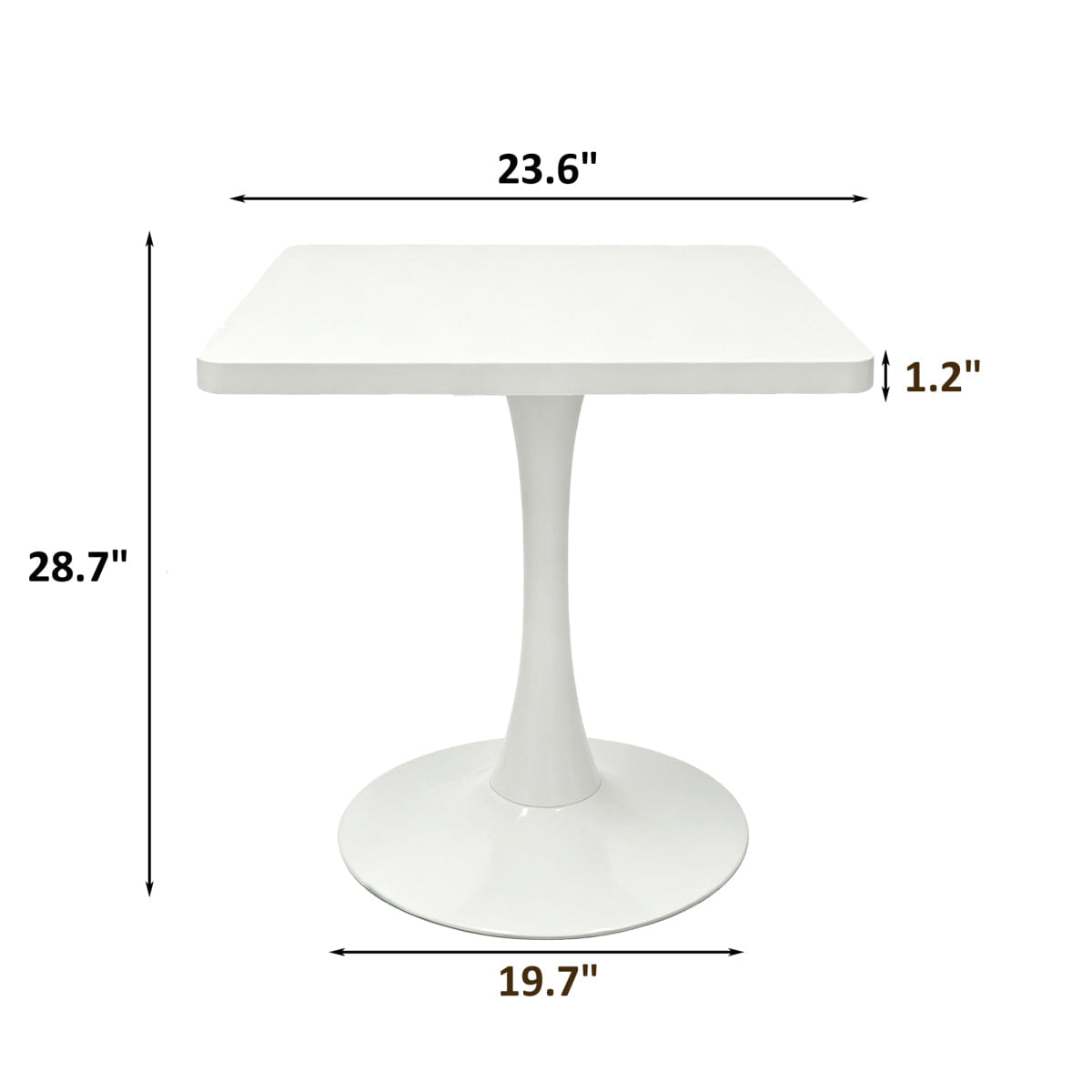 WHITE* Streamdale Square 24" Tulip Dining Table, Mid Century Modern Bistro Table, White