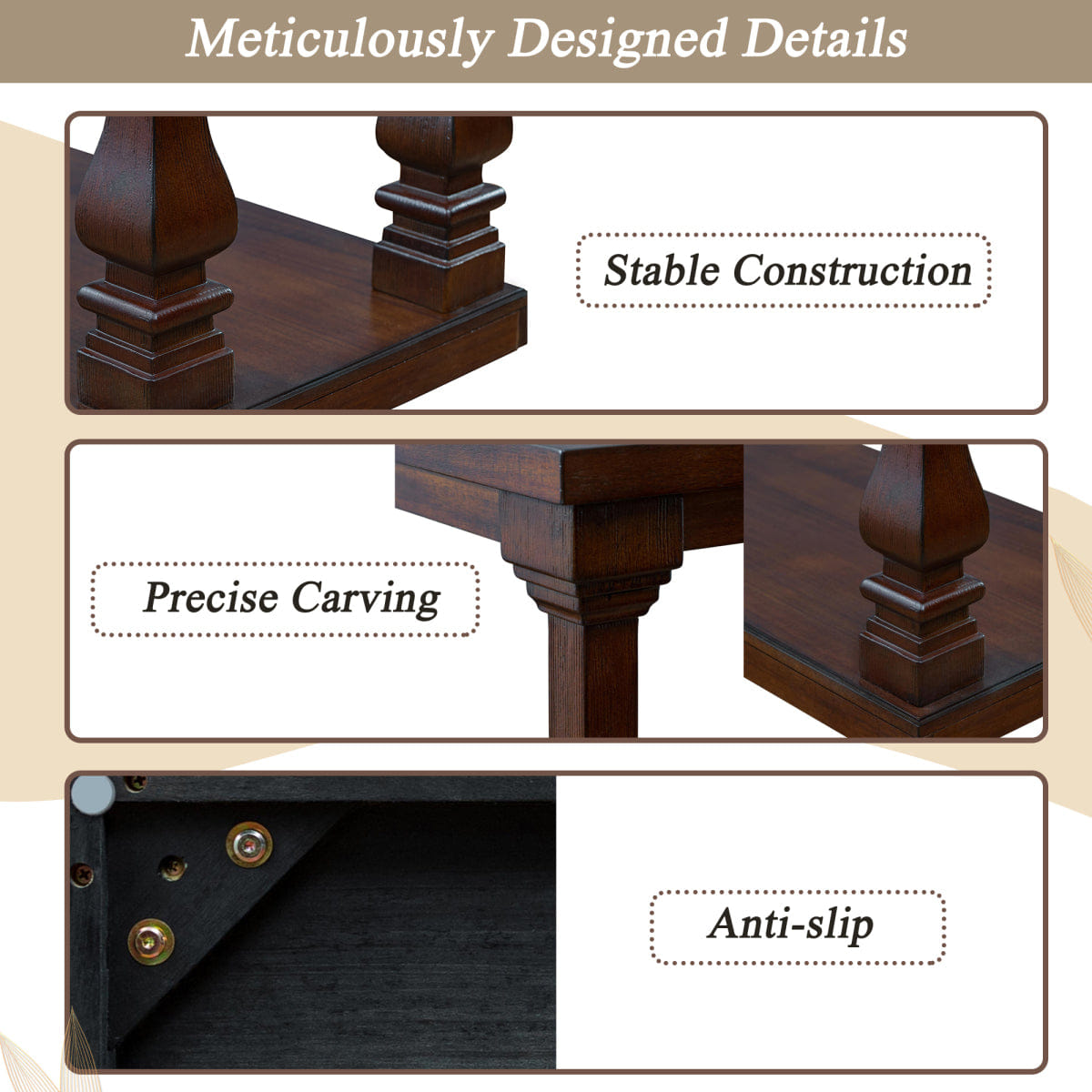 WOOD Streamdale Farmhouse 59" Wood Long Console Table, Walnut